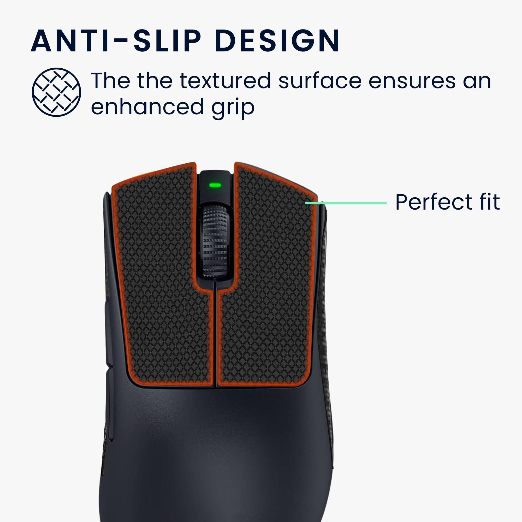 kwmobile Nastro Antiscivolo per Mouse da Gioco Compatibile con Razer DeathAdder V3 Pro Griptape - Facile da Applicare e Sottile - 0,5 mm - nero