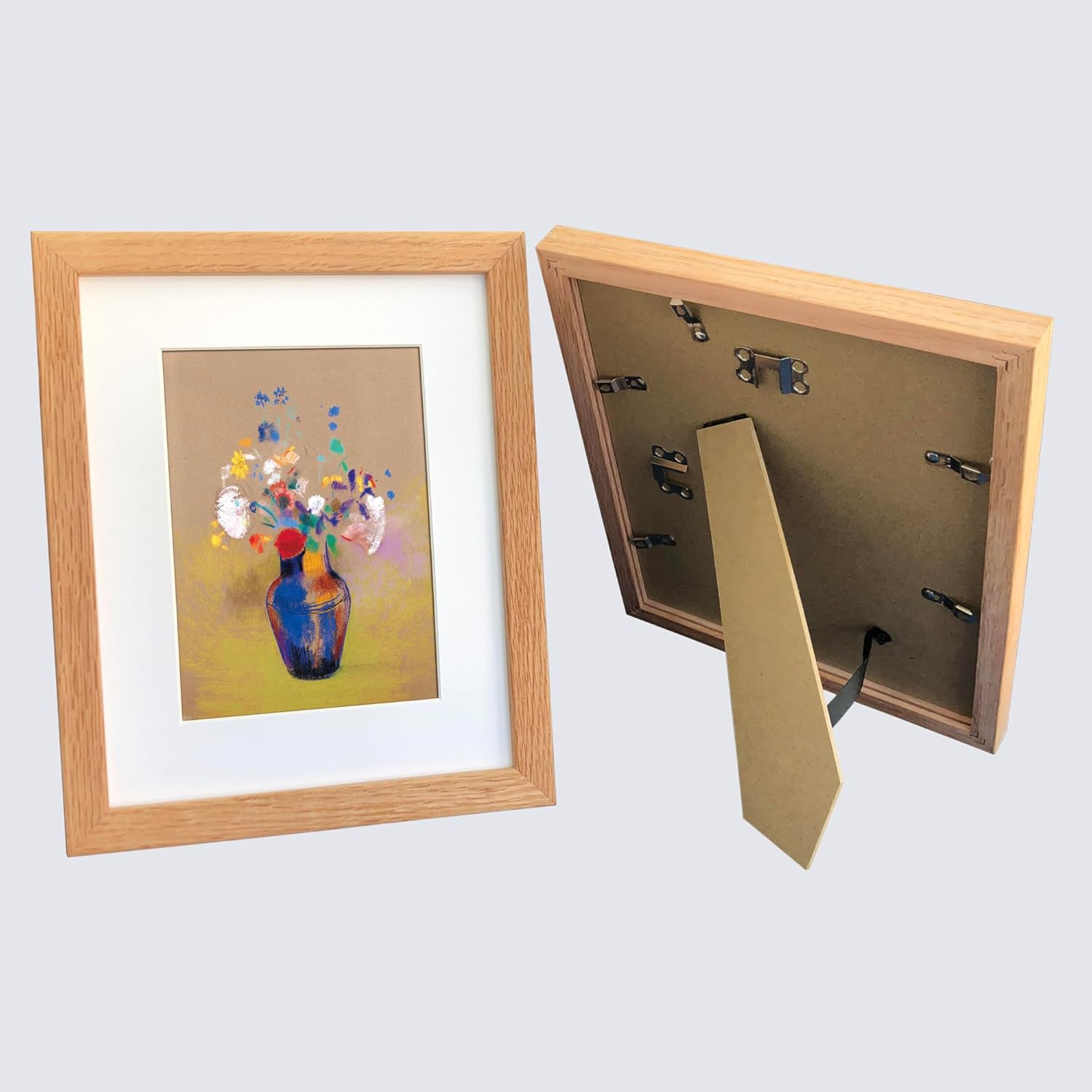 8x10 Picture Frame Set of 2 OAK Solid Wood with Real Glass for Pictures 5x7 with Mat or 8x10 Without Mat, Wall Mount or Tabletop Gallery Photo Frames(2 Pack, Oak) - Image 8