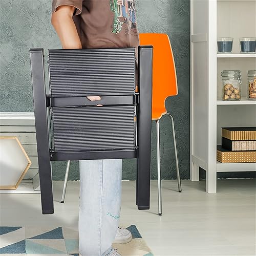 Miniatura 4 de Taburete plegable de escalera de 2 escalones, taburete plegable antideslizante con pedal expandido, para uso doméstico y oficina, taburete de cocina