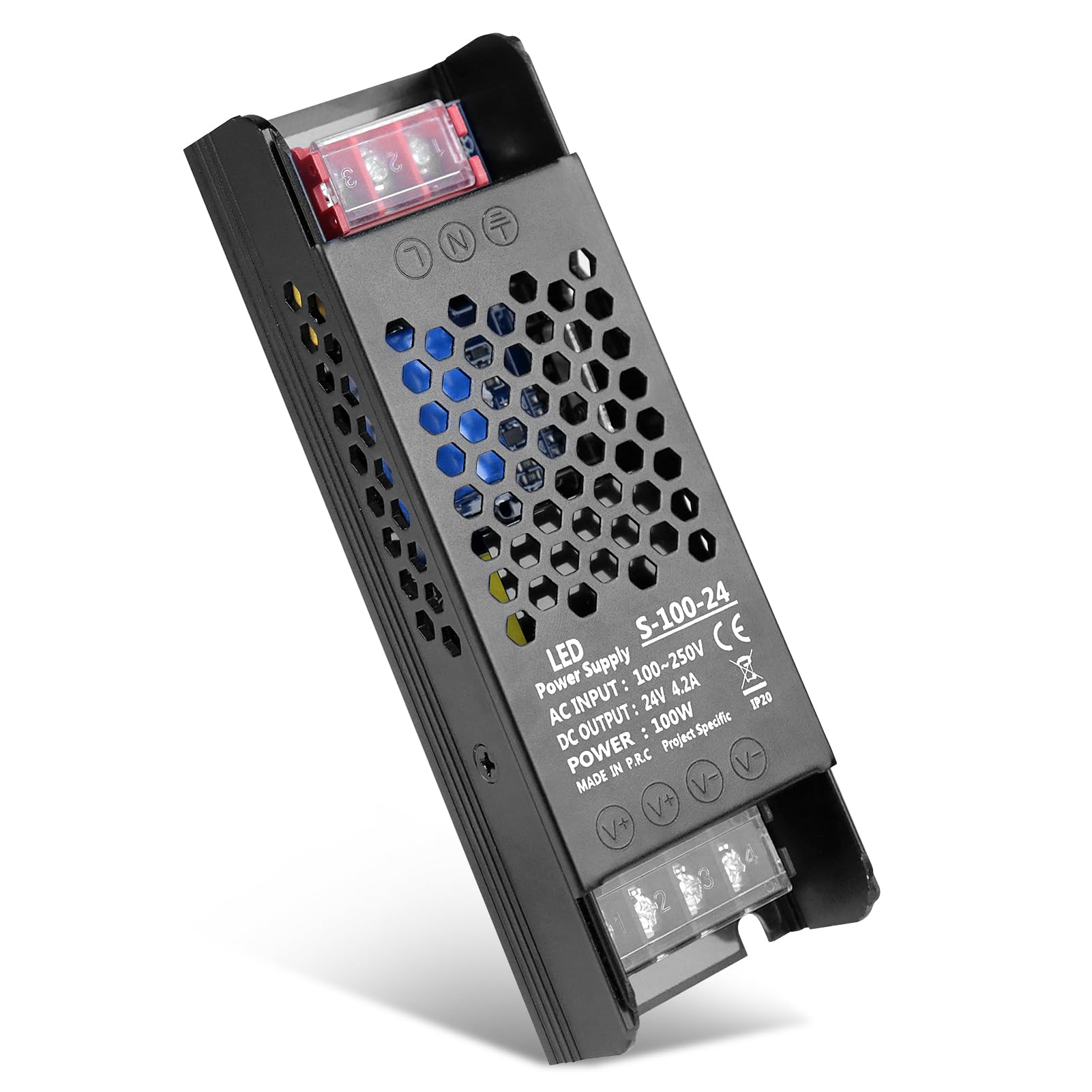 24V 100W Power Supply, 4.16A Slim Switching Power Supply, AC 100-250V to DC 24V Constant Voltage LED Transformer for Strip Lights, Cabinet Lights, LED Modules, CCTV