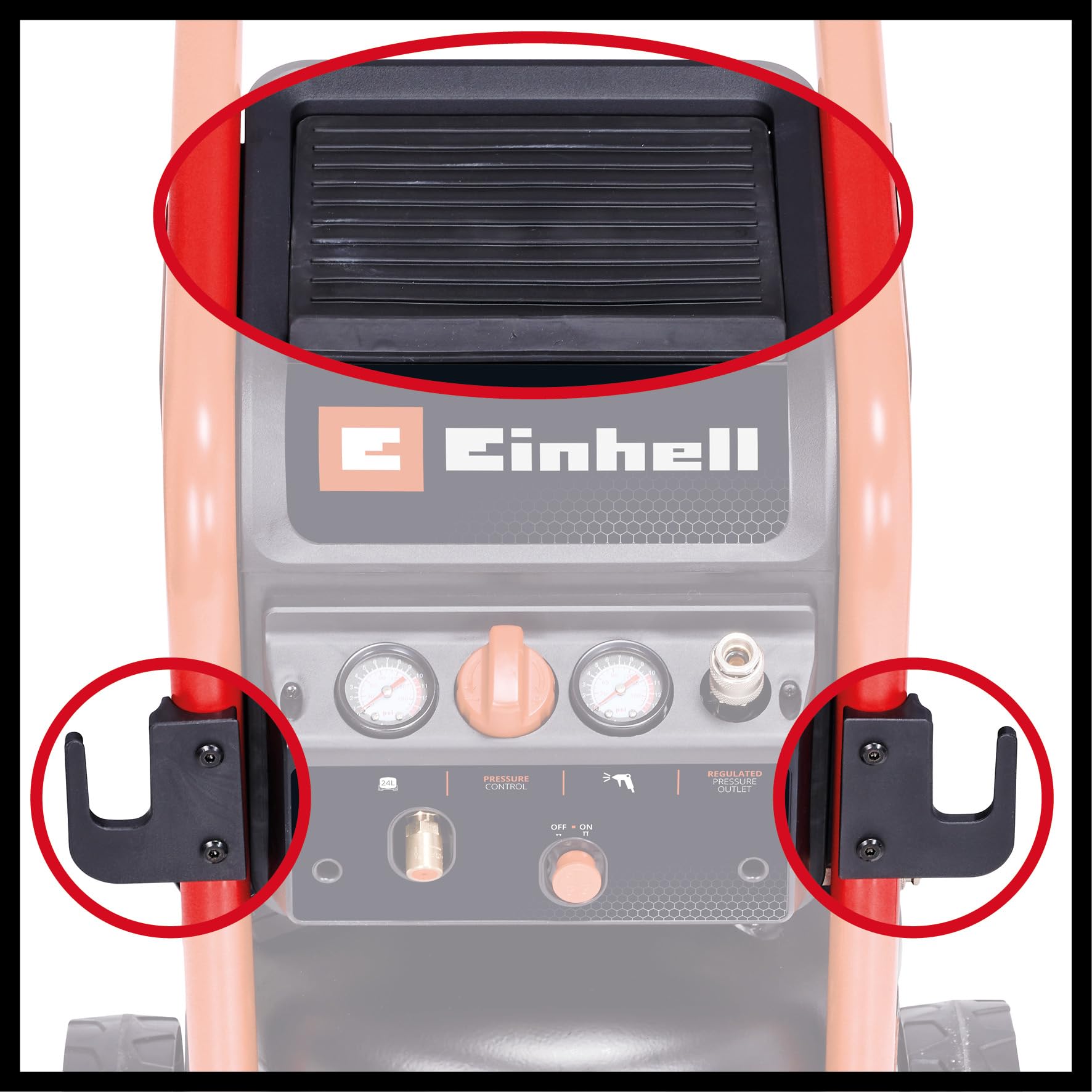 Einhell TE-AC 240/24 Silent sprężarka (1500 W, maks. 10 bar, zbiornik 24 l, moc ssania 240 l/min, sprężarka wyciszona 70 dB, 2 manometry, reduktor ciśnienia)