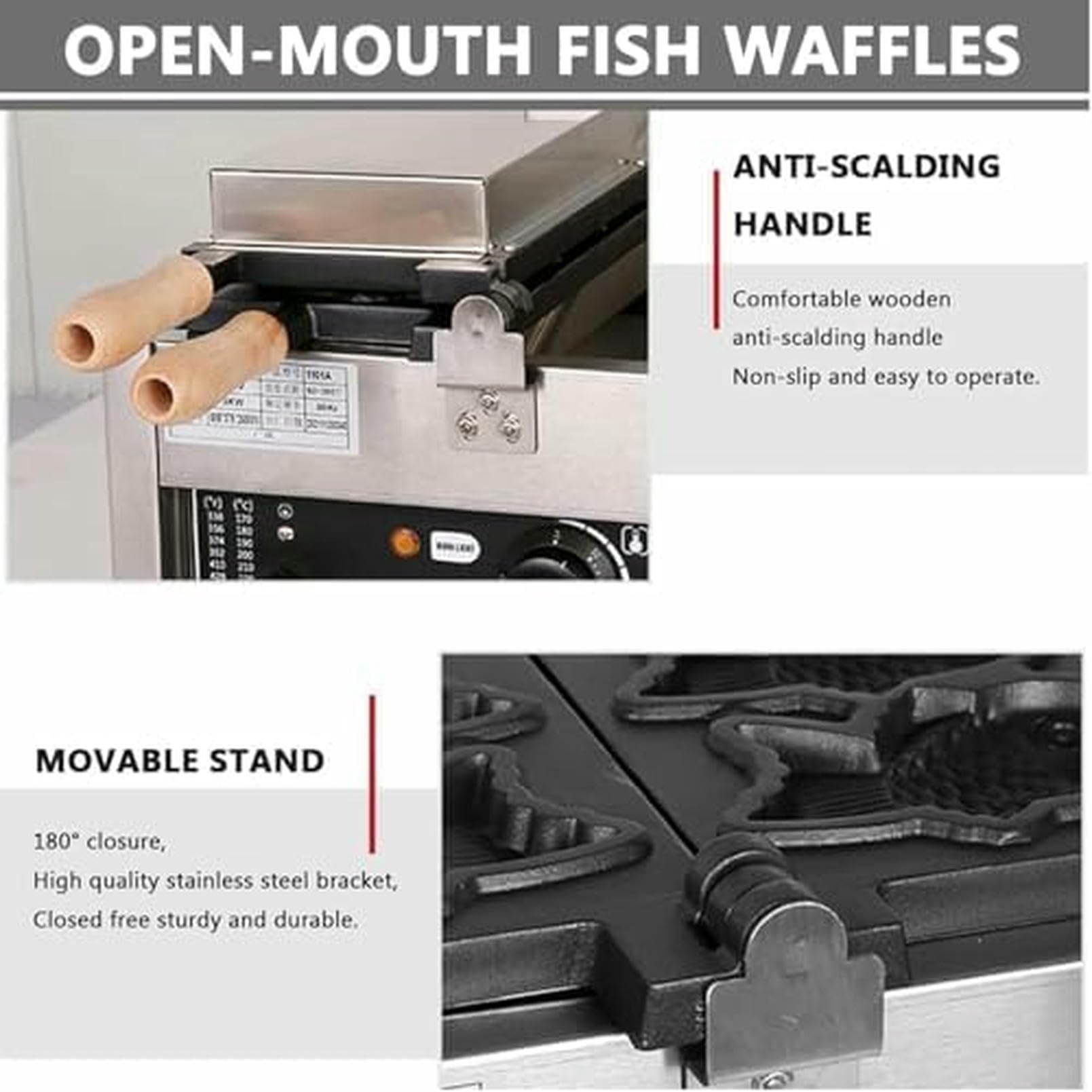 Fabricante De Gofres De Moho con Forma De Pescado En Forma De Pescado, Acero Inoxidable De 5200W para Uso Comercial Y Comercial