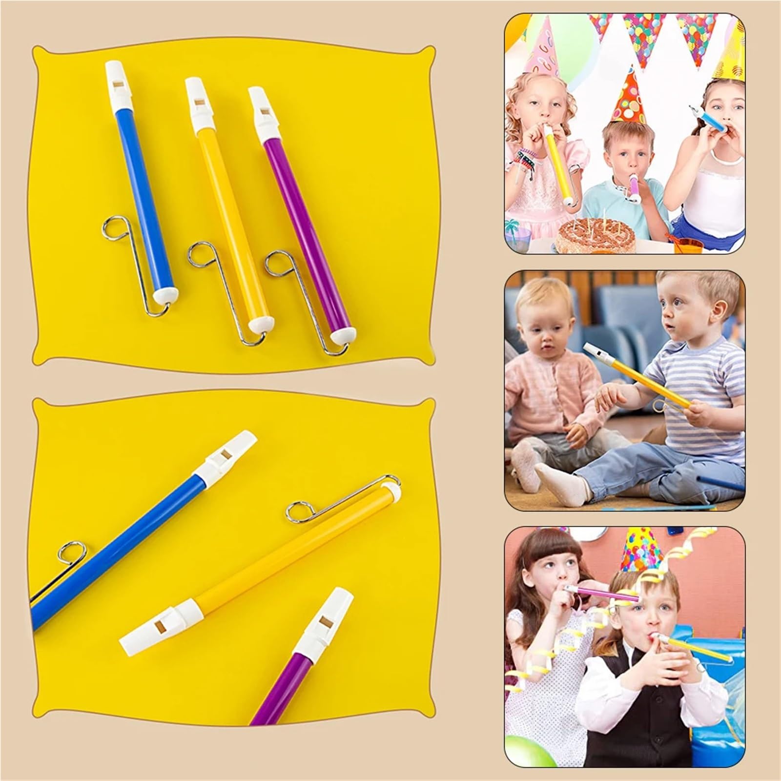 Flauto A Pistone 1/5/10 pezzi fischio scorrevole strumento musicale tirante flauto musica in plastica PVC Strumento Educazione Musicale(Yellow 10pcs)