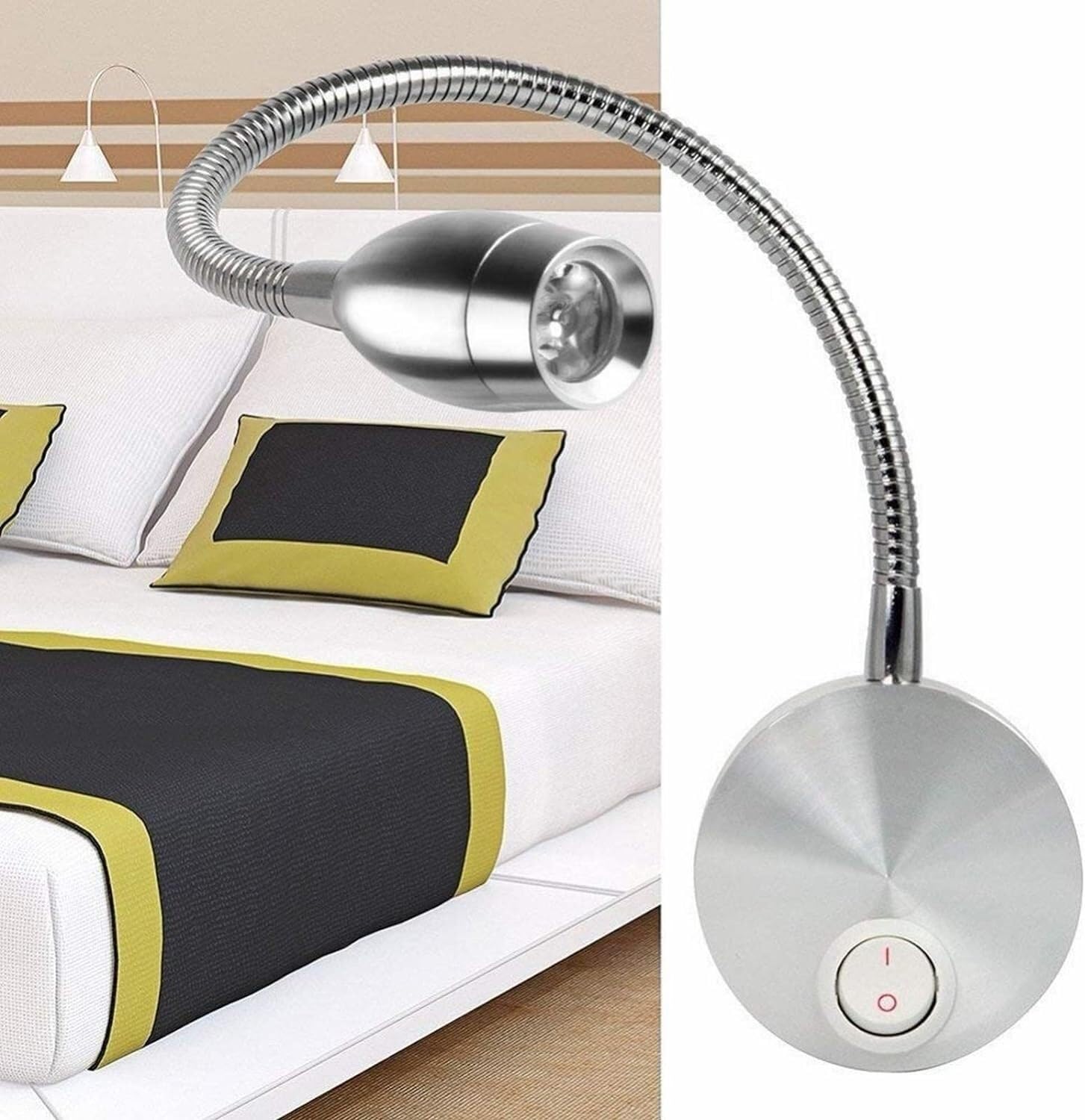 Genérico Lámpara de pared Luz de lectura Compatible con libros en la cama Luz de lectura de cabecera Lámpara de lectura de cama LED minimalista