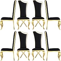 Vista 13 de ACEDÉCOR Juego de 4 sillas de comedor de terciopelo, sillas de cocina tapizadas de lujo negras con respaldo alto aerodinámico, modernas y hermosas