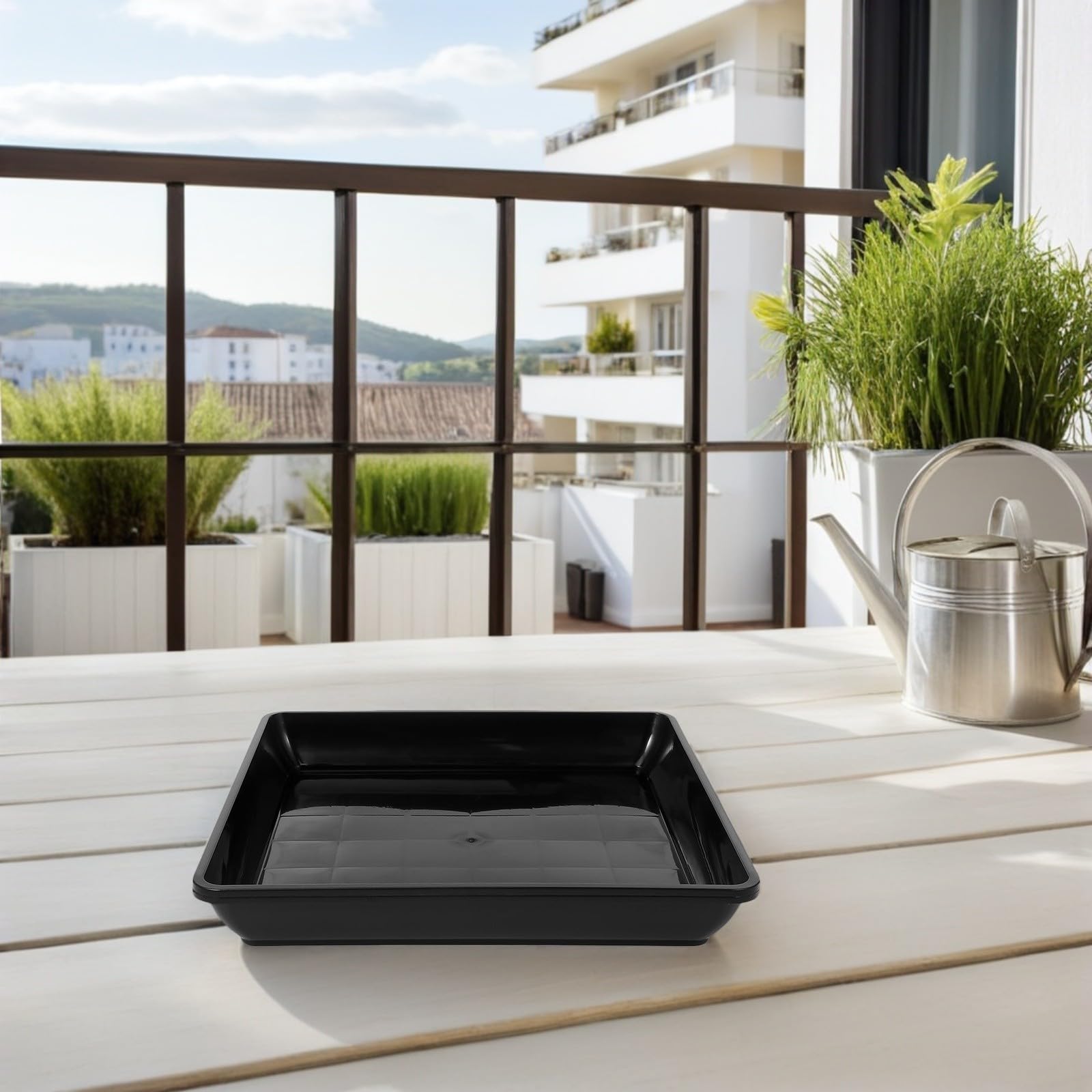OSALADI 15 Pezzi Sottovaso Quadrato per Vasi di Piante in Pp Nero, Resistente e Facile da Pulire, per Giardino e Piante Grasse, Raccoglie Acqua in Eccesso e Previene Ribaltamenti