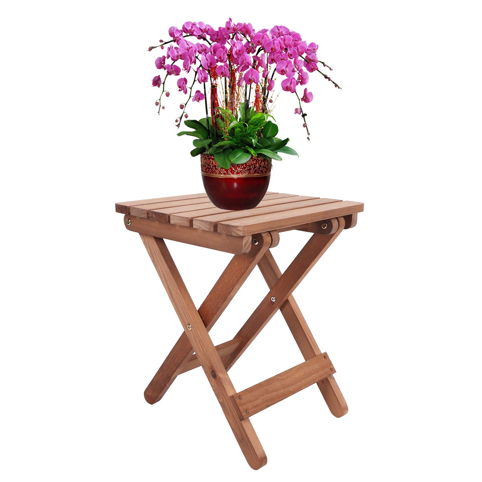 Yosoo Health Gear Taburete Plegable Taburete Bajo de Madera 36 X 44 X 36,3 Cm Silla Plegable con Diseño sin Instalación, Esquinas Redondeadas y Soporte Estable de 4 Patas para Niños, Hogar, Jardín,