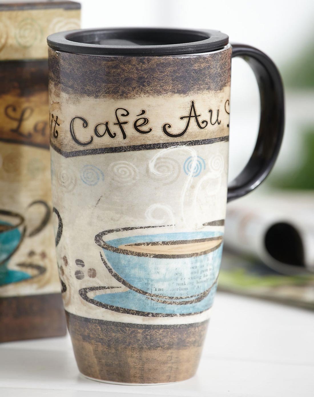 Topadorn Tall Ceramic Travel Mugs 17 oz.
