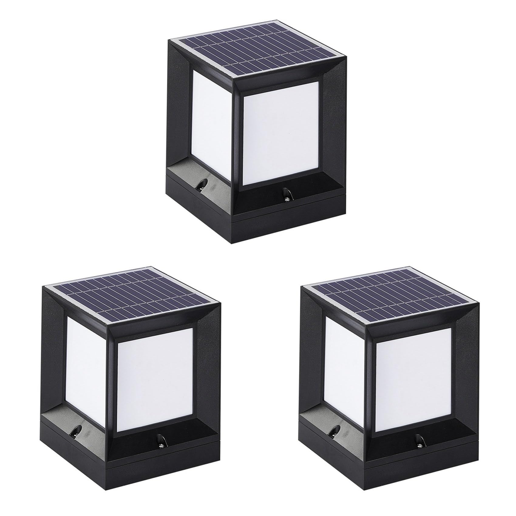 Vjsujehgy 3X LED Solar Column Headlight Solar Powered Pillar Lamp Outdoor Waterproof Wall Light 10CM
