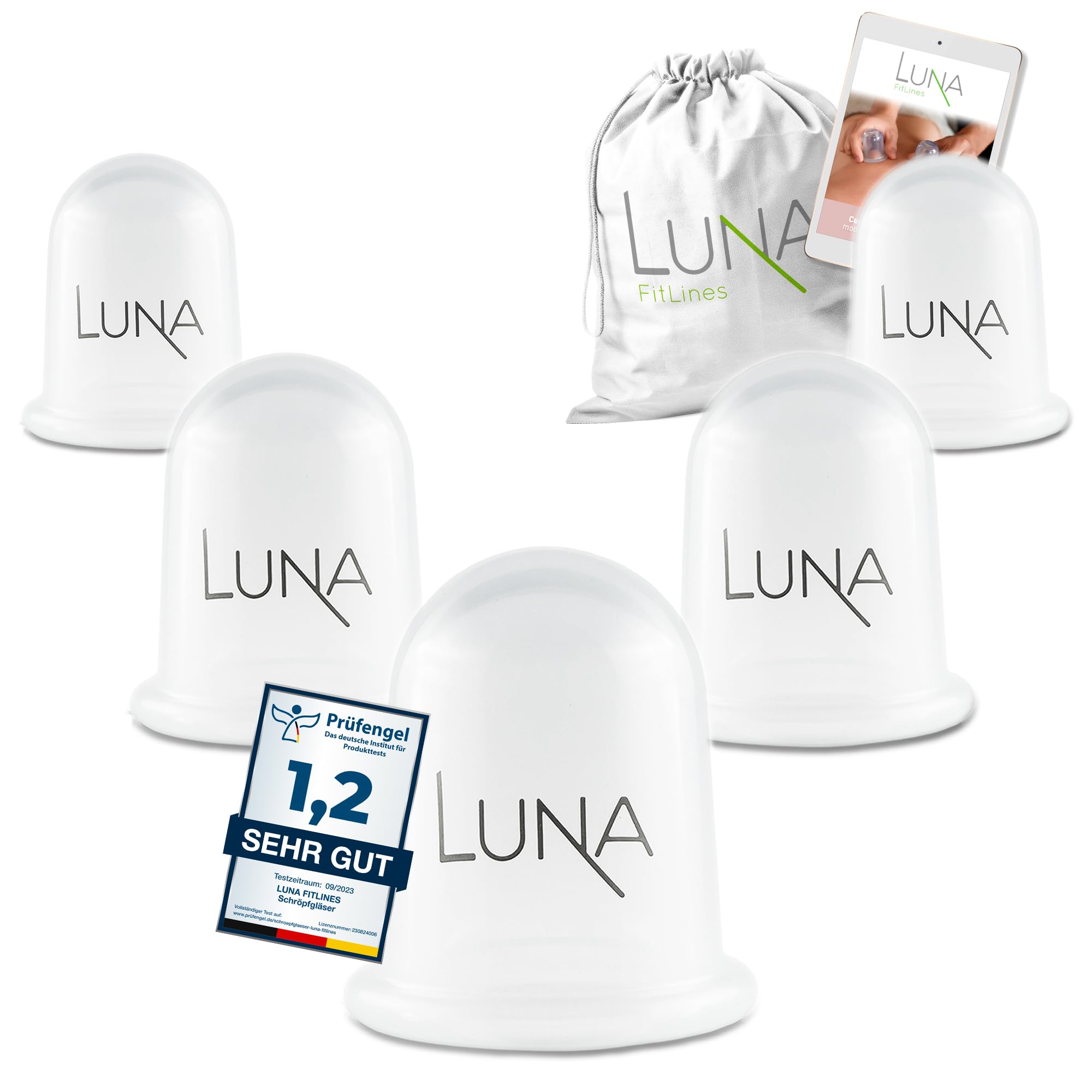 Set Coppettazione - 5 Coppette Anticellulite Premium di Diverse Dimensioni - Libretto Istruzioni Incluso - Finalmente una Fine alla Tensione Muscolare - Coppette Silicone Massaggio