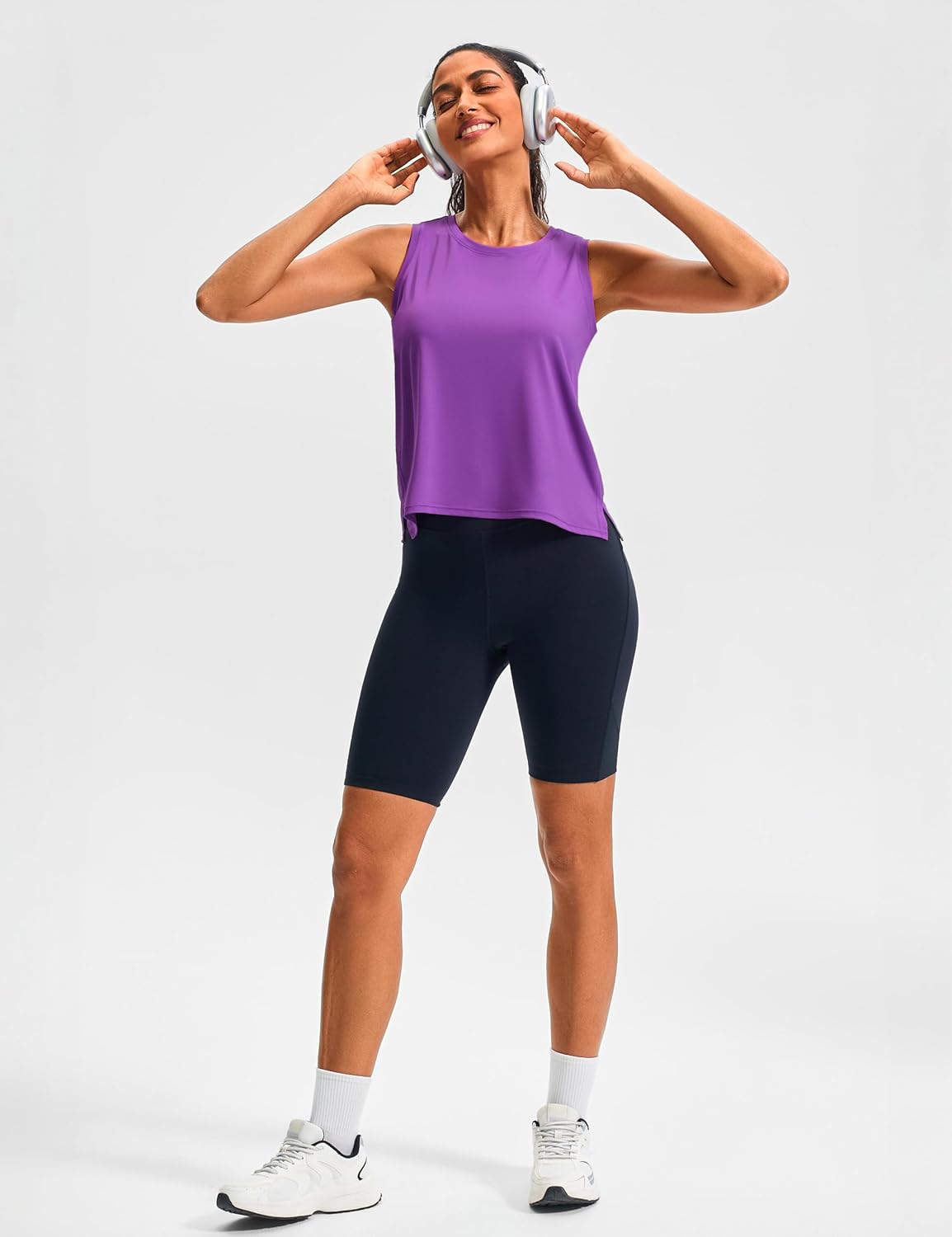 JOYSPELS Ice Silk Crop Workout Tank Tops for Women Cool-Dry Sleeveless Loose Fit Yoga Shirts - Image 3