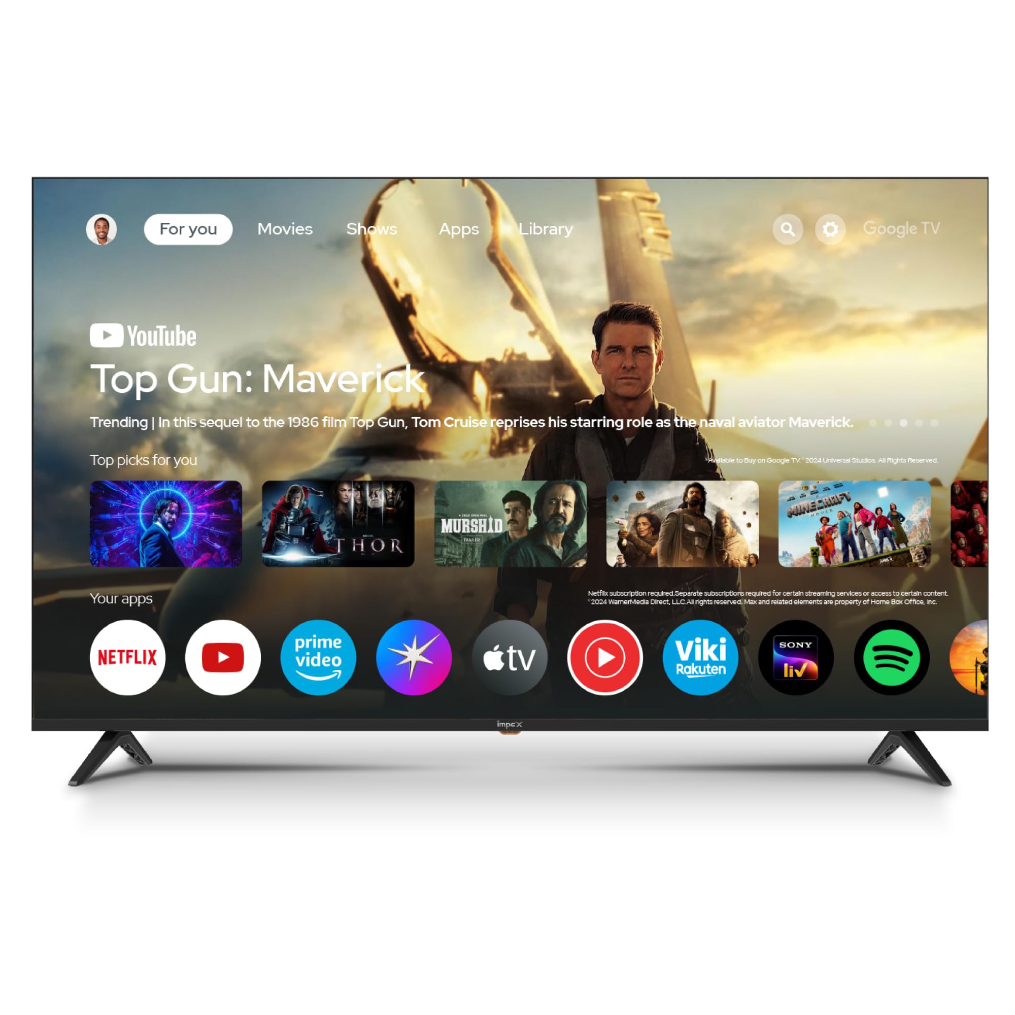 IMPEX 50 Inch Google QLED TV evoQ 50S4QLC2R120 | 4K Ultra HD Television, Dolby Audio, Voice Remote, WiFi & Bluetooth, HDMI ARC,2GB RAM 16GB ROM, Wall Mount, DVB T2/S2, 2 Year Warranty