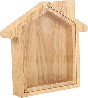 NOLITOY Star Piggy Bank House Shape Piggy Bank House Coin Bank Money Saver Bank Clear Piggy Bank Change Jar Acrylic Money Bank Wood Piggy Banks Household Savings Box Dating Wooden