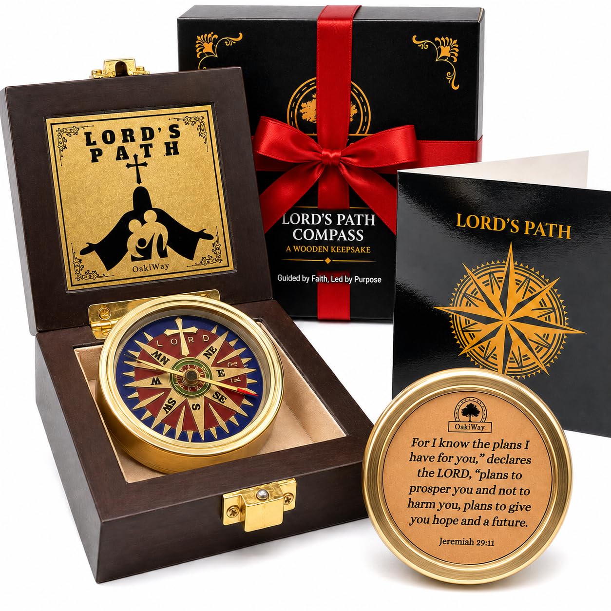 Brújula del camino de Dios – Regalo de comunión y confirmación para adolescentes | Regalos religiosos de bautismo para hombres, cristianos, católicos, graduación, regalo sentimental e inspirador