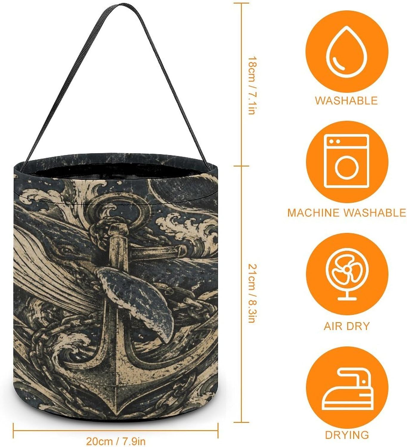 Whale Ship Halloween Trick Or Treat Bucket Candy Tote Hand‑held Pouch for Cosplay Theme Party Gift Storage image 2