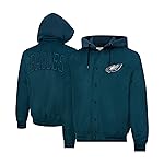 Ultra Game Adults NFL Official Hooded Bomber Satin Jacket, Philadelphia Eagles, Team Color, Large