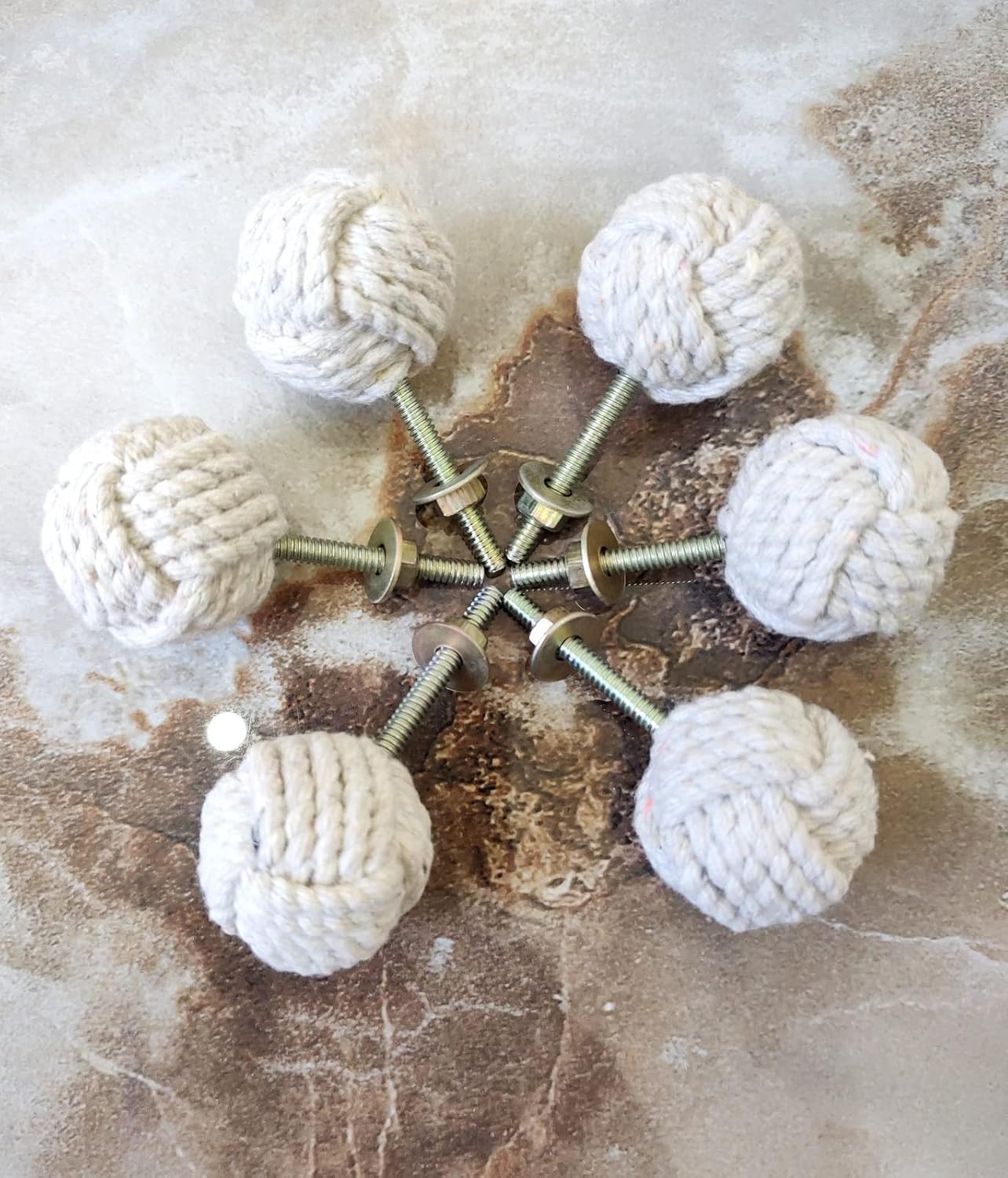 6 Piece Set New Dazing Colors Ivory Nautical Jute Rope Antique Door Handle Drawer Pulls Home Décor image 3