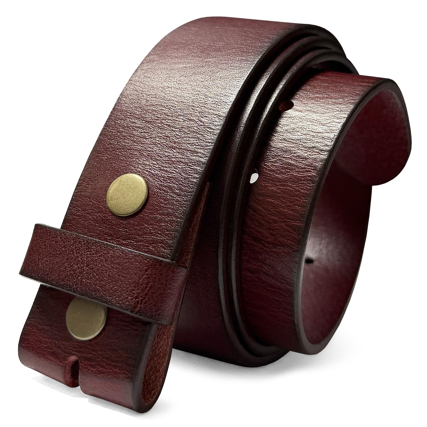 100% One-Piece Full Grain Leather Belt Straps with No Slot Hole/Slot Hole/Heavy-Duty, Multi Options 1-1/2" (38mm) Wide