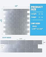 Vista 3 de XUANINY 10 láminas de azulejos metálicos despegables y adhesivos para salpicadero, autoadhesivos de aluminio cepillado estilo subway, pegatina