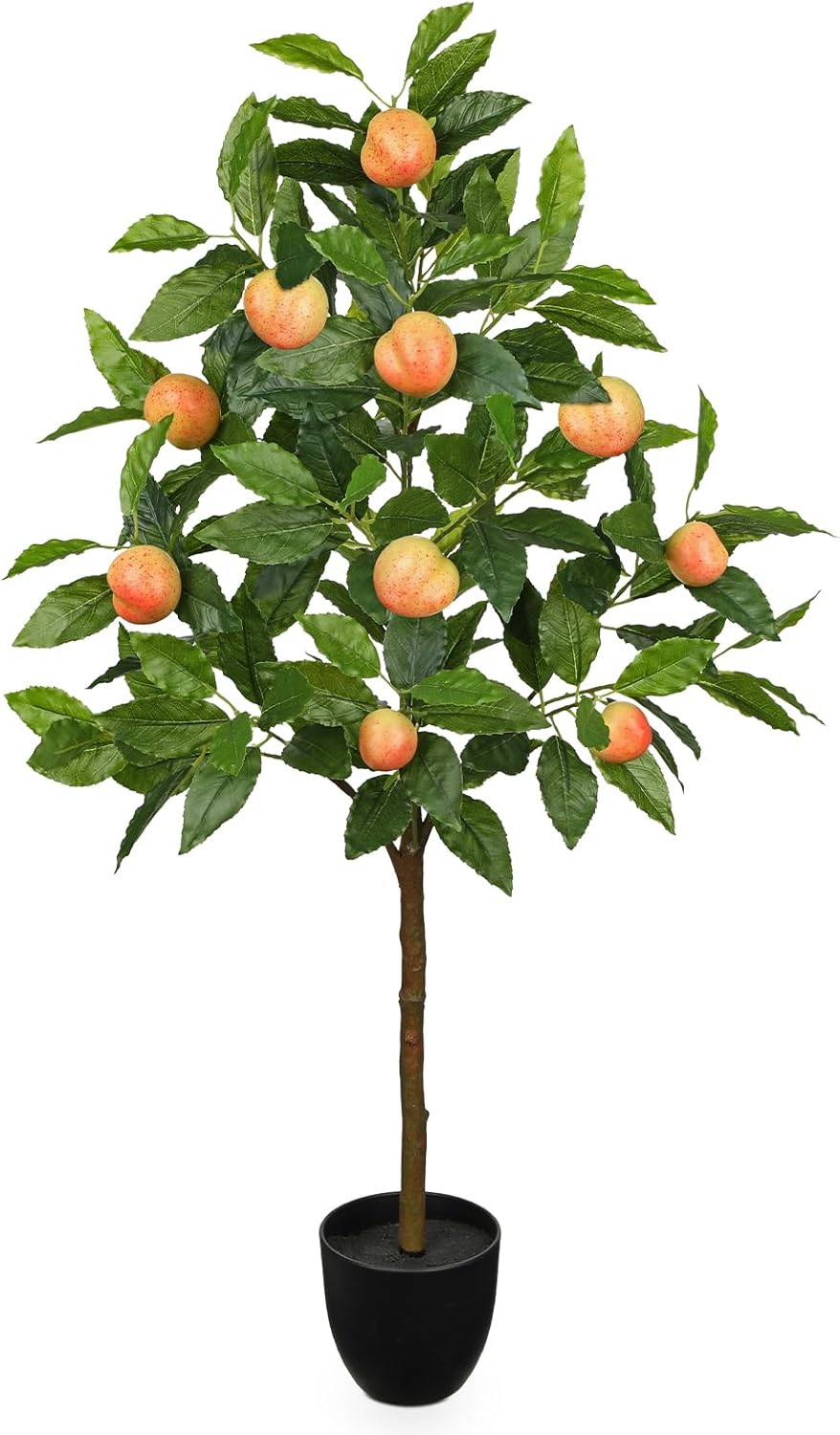 Artificial Peach Tree 3ft Fake Peach Fruits Plant in Pot Large Fake Floor Plants Faux Trees Indoor Apple Decorations for Home Living Room Office