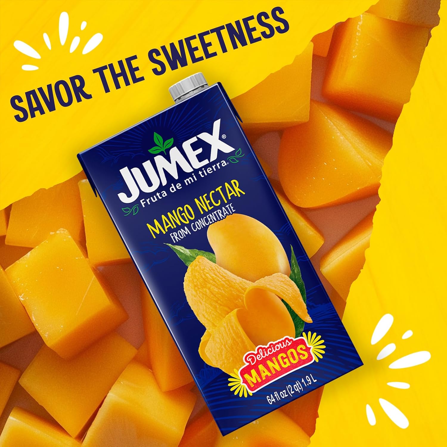 Jumex Mango Nectar - Mango Juice Nectar Made with Fresh Fruit Puree - Tropical Fruit Juice Concentrate for Smoothie Mix, Cocktail Mixers, Kids Drinks & Mexican Beverages - 64oz, 8 Pack Carton