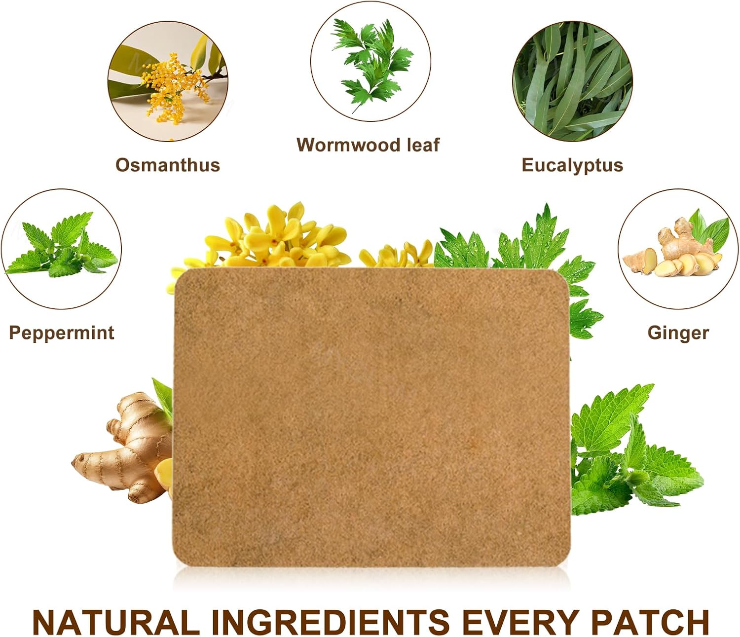 60pcs Ginger Patch Natural Herbal Hot Patches, Pain Relief for Neck, Shoulder,Back,Waist,Hand,Knee, Foot,Joint and Muscle,Long Lasting Relief image 4 of 8 B0F6BTH1CZ