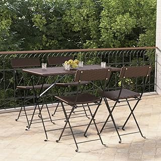 Jiangboyue-3152115 - Sillas plegables para bistró, 4 piezas, ratán y acero, color marrón