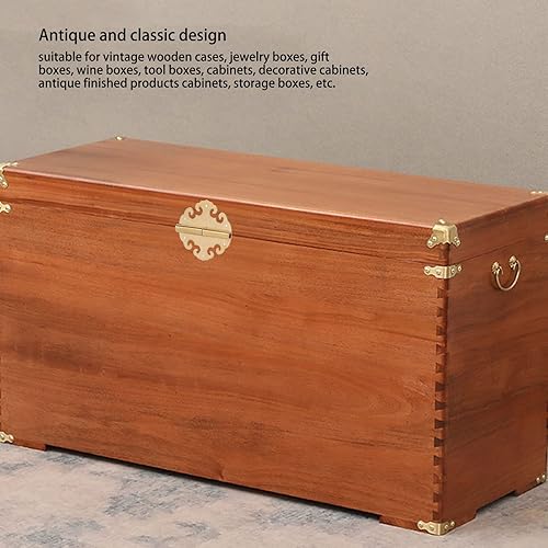 Miniatura 5 de Paquete de 2 bisagras decorativas antiguas con diseño chino de latón antiguo para muebles, gabinete, cajón, puerta, caja de joyería, caja de regalo,