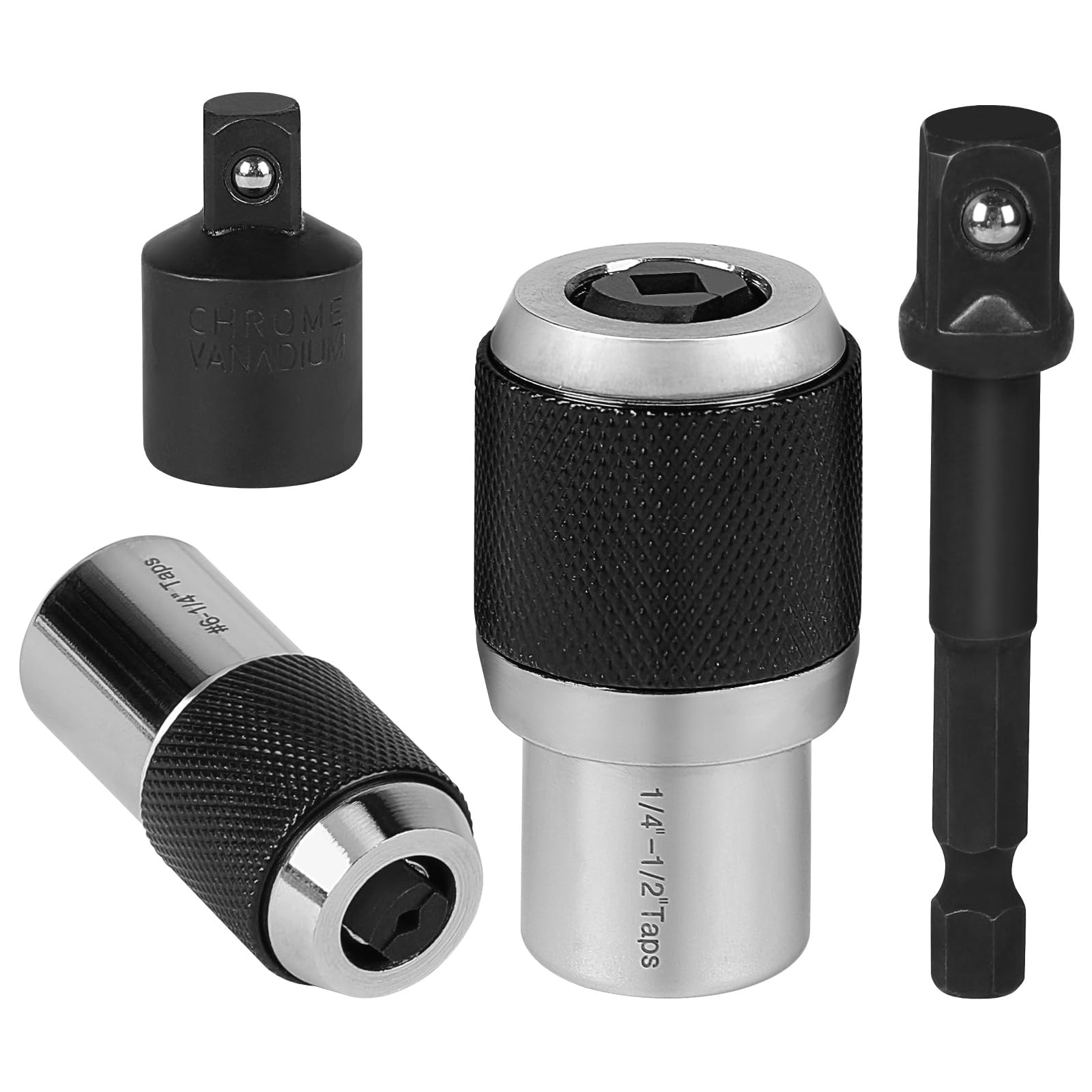 LALAGO 2 szt. regulowanych kluczy nasadowych 3/8 z 2 nasadkami, męski adapter klucza nasadowego z gwintem, regulowana wkładka M3-12, kompaktowy uchwyt na gwint do wyciągania śrub