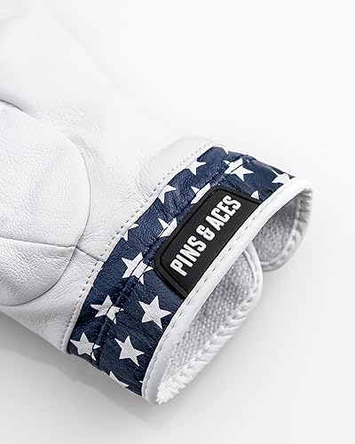 Miniatura 5 de Pins & Aces - Diseño de guantes de golf Stars - Cuero Cabretta AAA de alta calidad, guante de viaje duradero de larga duración para hombres o