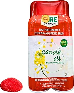 Simple High Performance Canola Oil Cooking and Baking Spray, Non-Stick, 34 oz, 2-Pack with Bonus Dish Scrubber by RH940