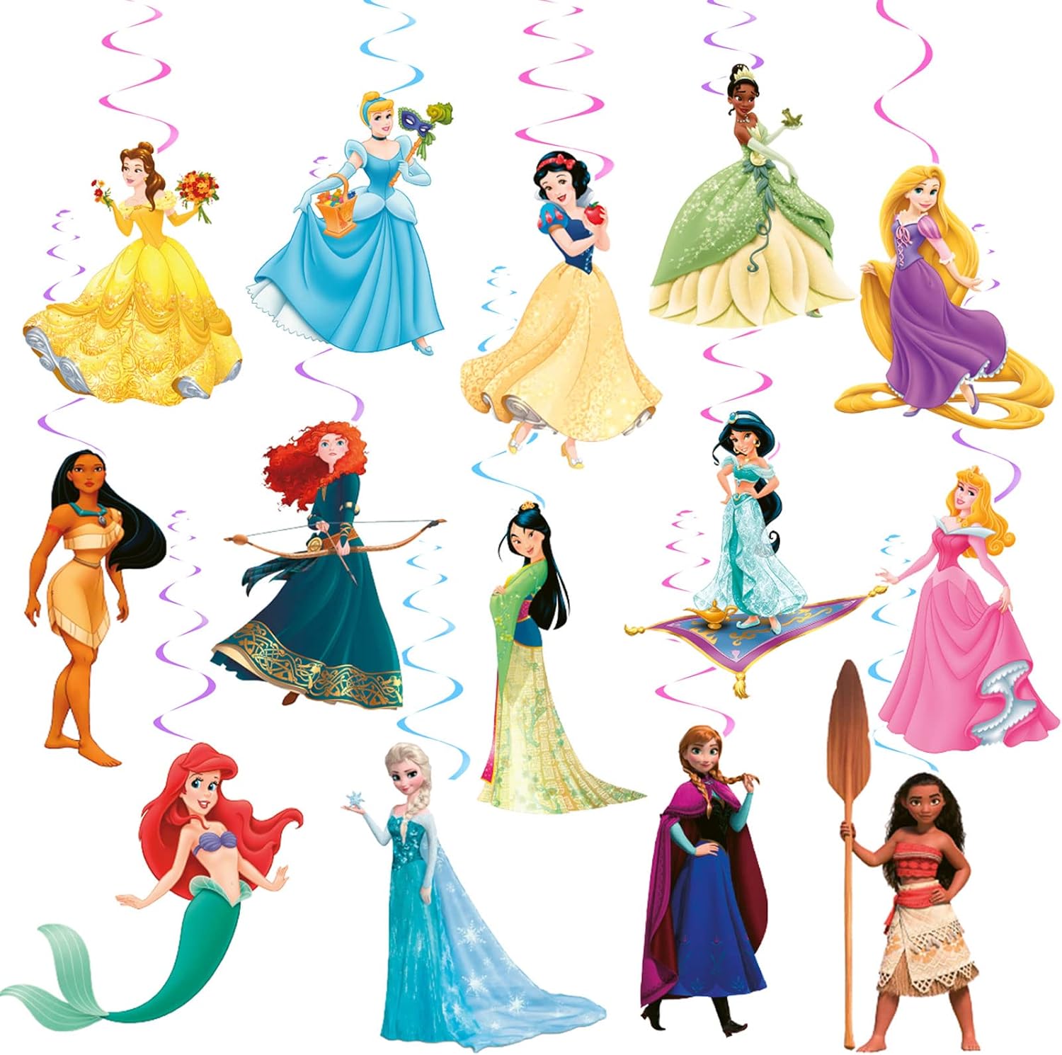 Princess Party Decorations, 28 Pcs Princess Theme Hanging Swirl Decorations, Ceiling Streamers for Girls Birthday Party, Kids Party & Baby Shower Decor