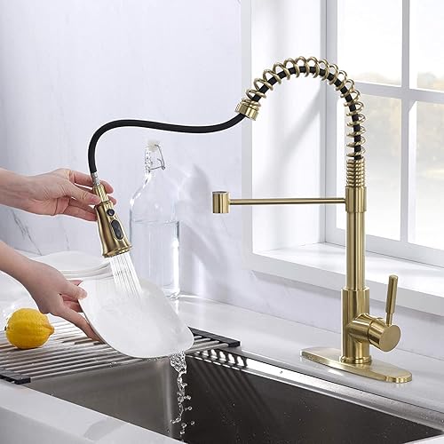 Miniatura 5 de SOKA Grifo de cocina con rociador desplegable de una sola manija, para casa rodante, comercial, de arco alto, estilo industrial, apto para 1 y 3