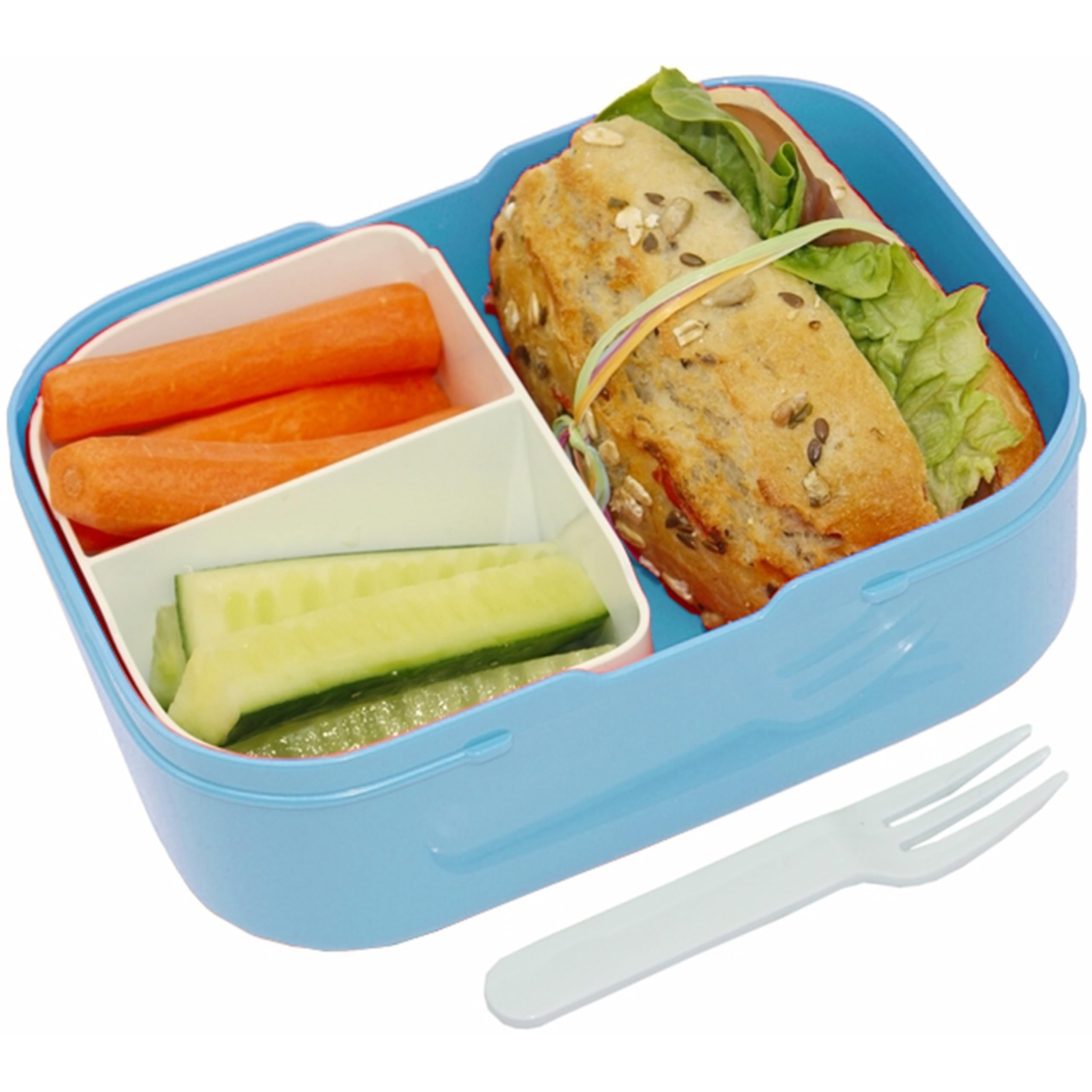 4youDesign | Blaue Brotdose mit Fächern & Trinkflasche -Feuerwehr- personalisiert mit Namen I Campus mit Bento-Box & Gabel Jungen & Mädchen (Cool Blue)