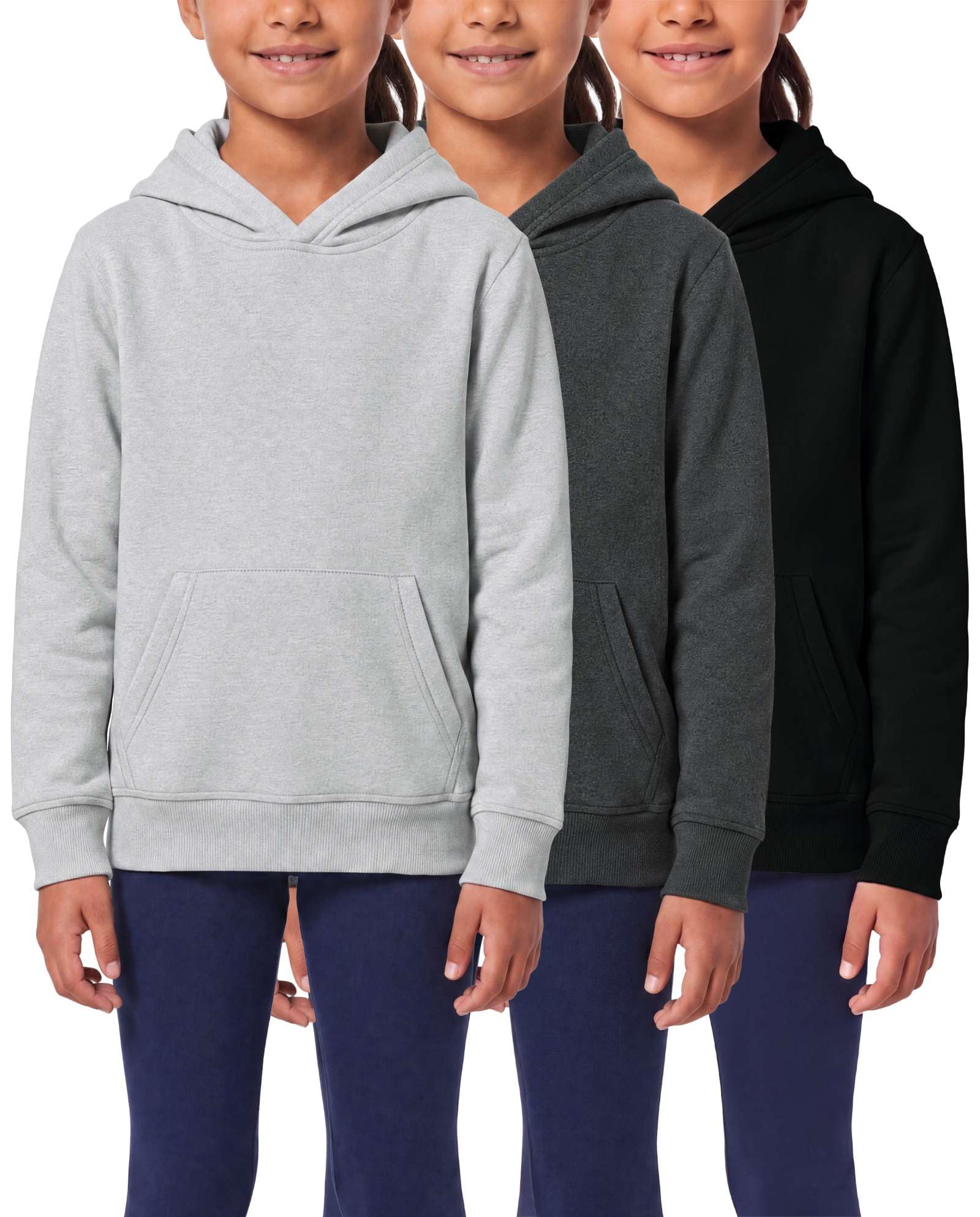 3 Pack Girls' Fleece Pullover Hoodies Sweatshirts Sweaters Kids Teens Tops