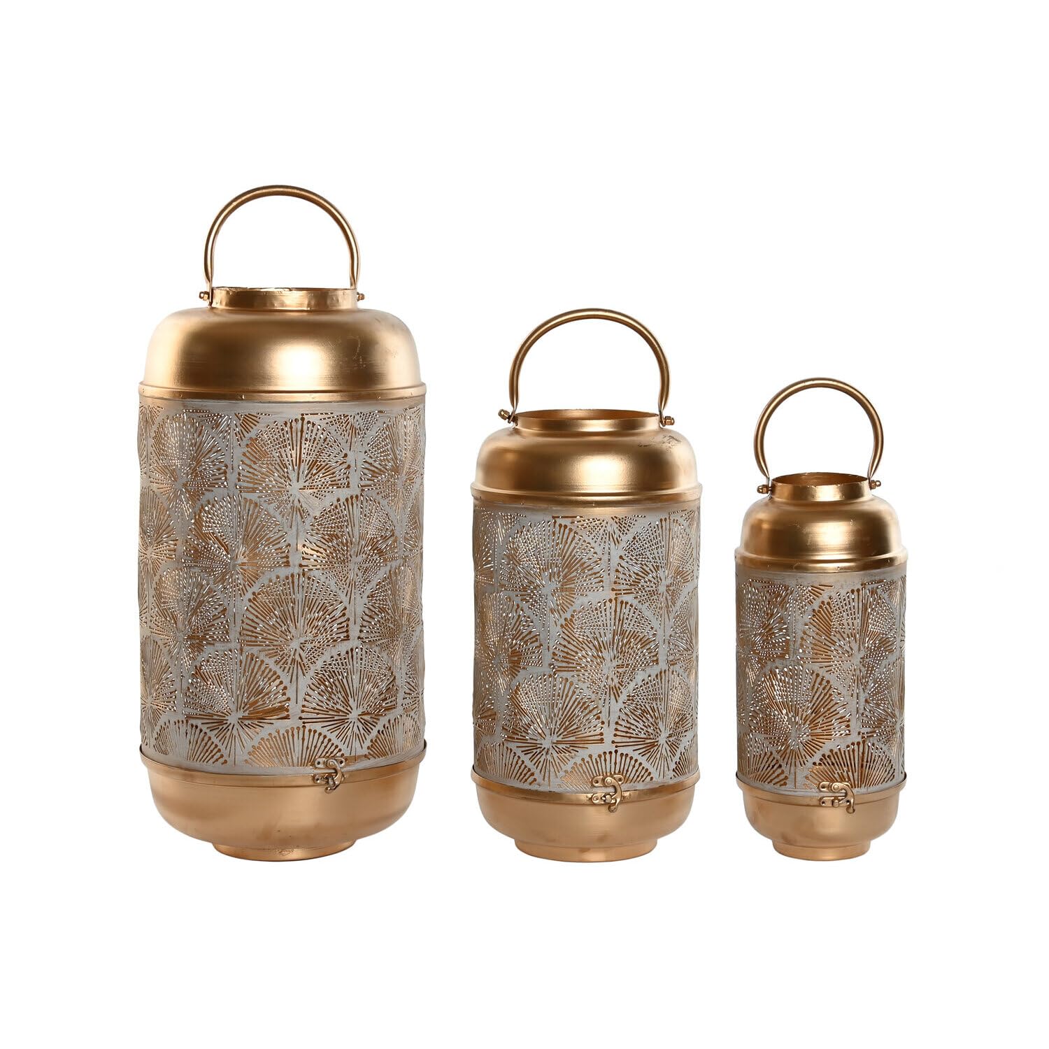 Portavela set 3 metal or | Lanterne pour soirée chaleureuse