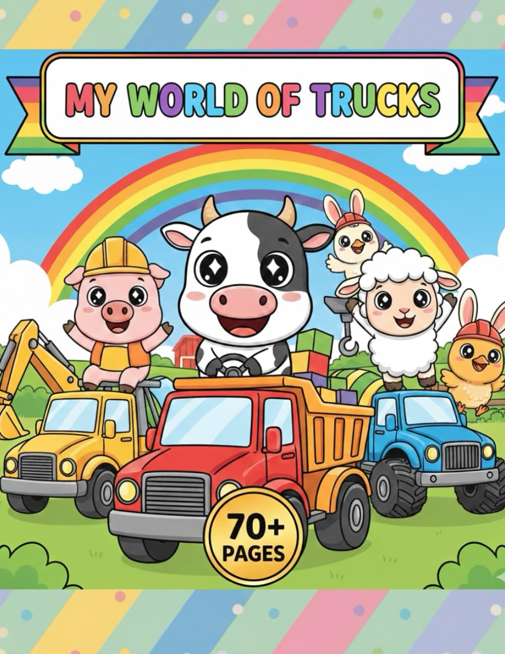 My World of Trucks - 70+ Happy Trucks & Animal Friends: 70+ Happy Trucks & Animal Friends | Playful Monster Trucks, Dump Trucks, Tractors with Cows, ... Pages for Toddlers, Preschool & Kindergarten