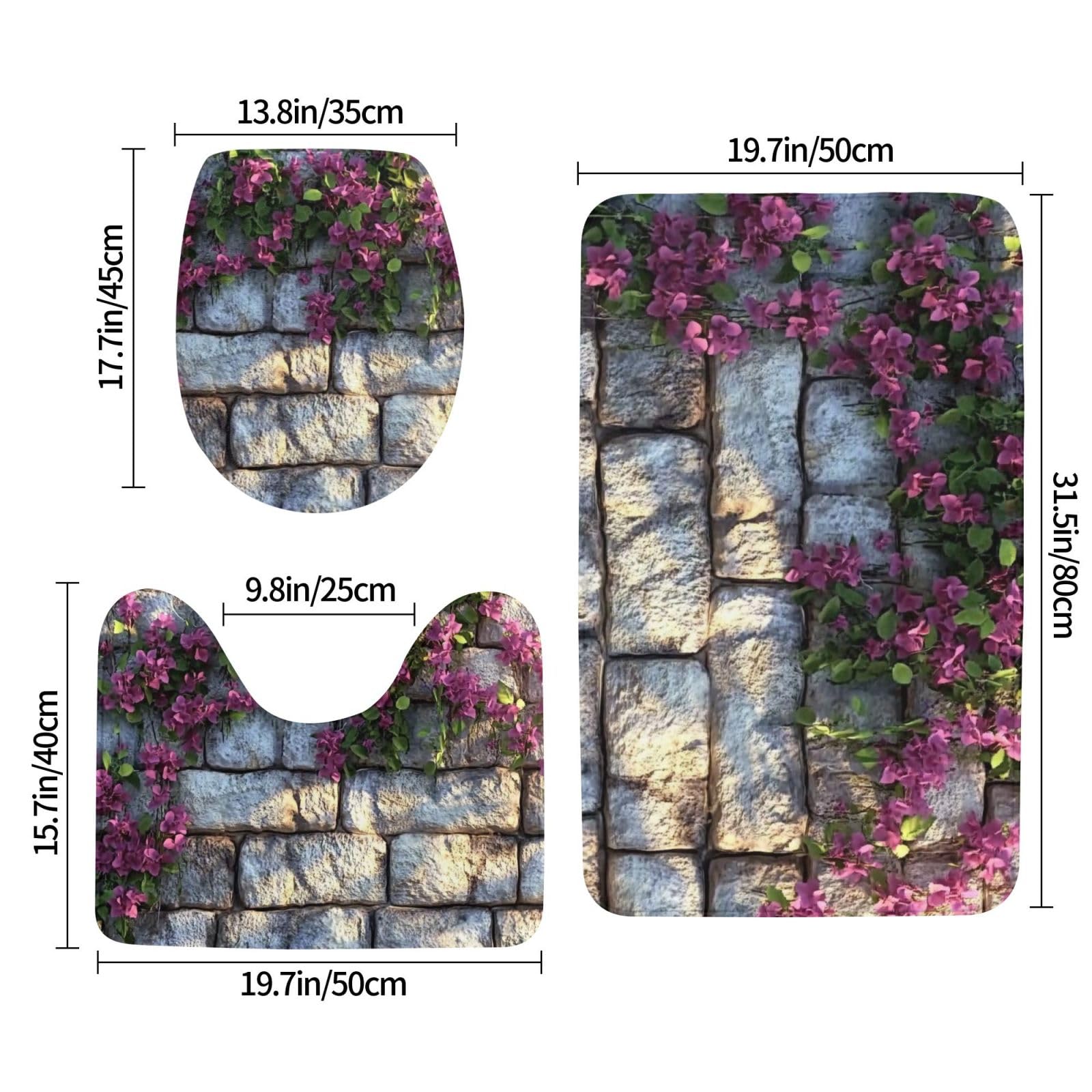 Juego de alfombras de baño de 3 piezas, alfombras de baño de espuma viscoelástica suave y absorbente y alfombra de inodoro en forma de U, decoración del hogar, secado rápido