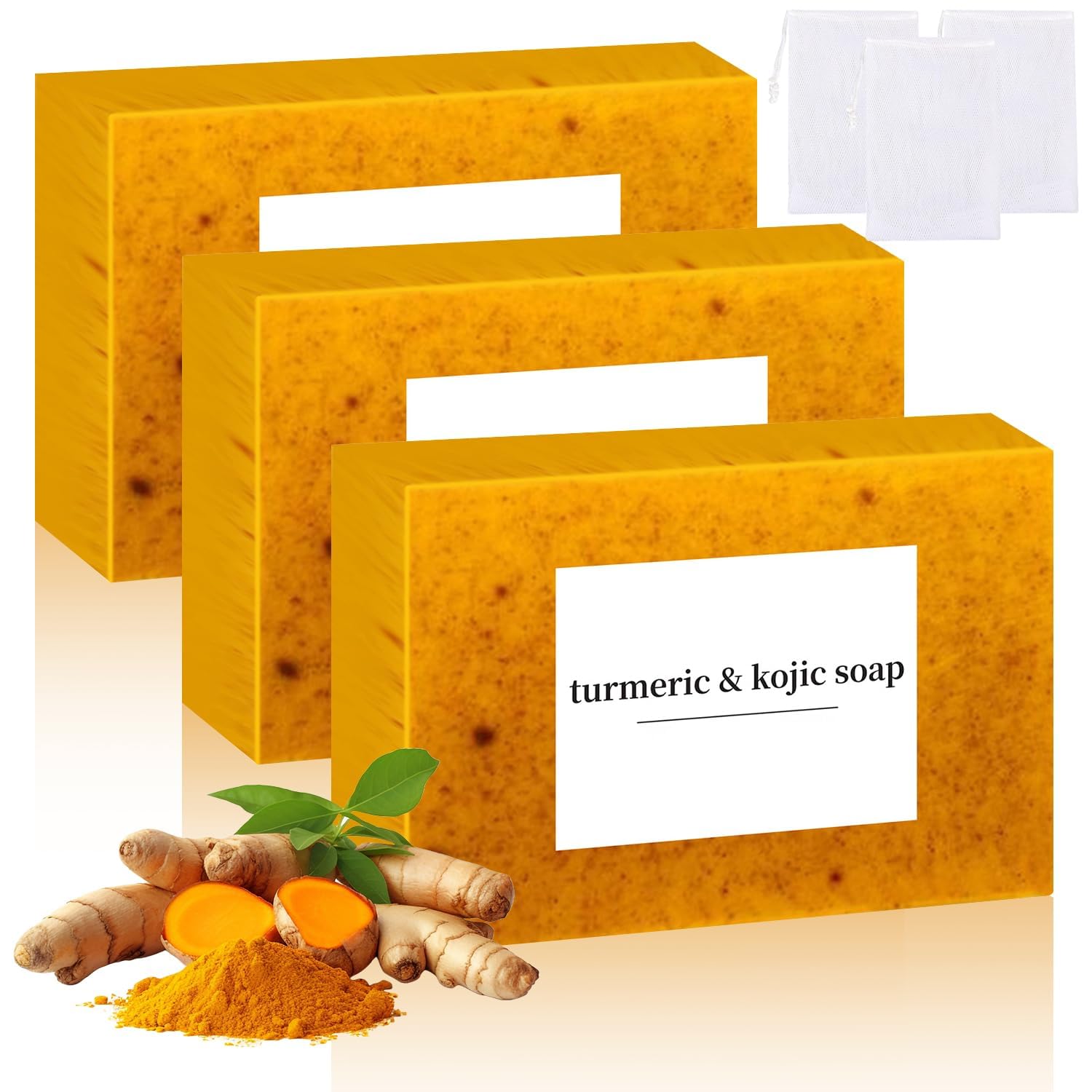 Generic Jabon de Curcuma para Las Manchas, Crema para Manchas Oscuras en La Cara, Jabón para La Cara, Jabón de Cúrcuma Con Vitamina C para Cara y Cuerpo, Piel Hidratante de Piel Sensible Soap, 100g