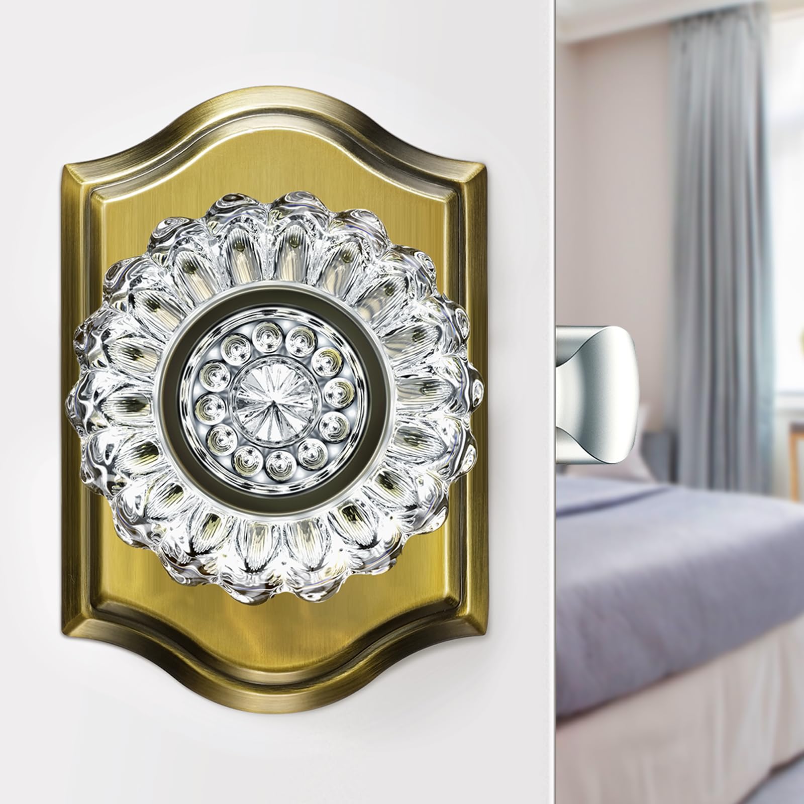 Matte Black Crystal Glass Door Knobs with Lock -13