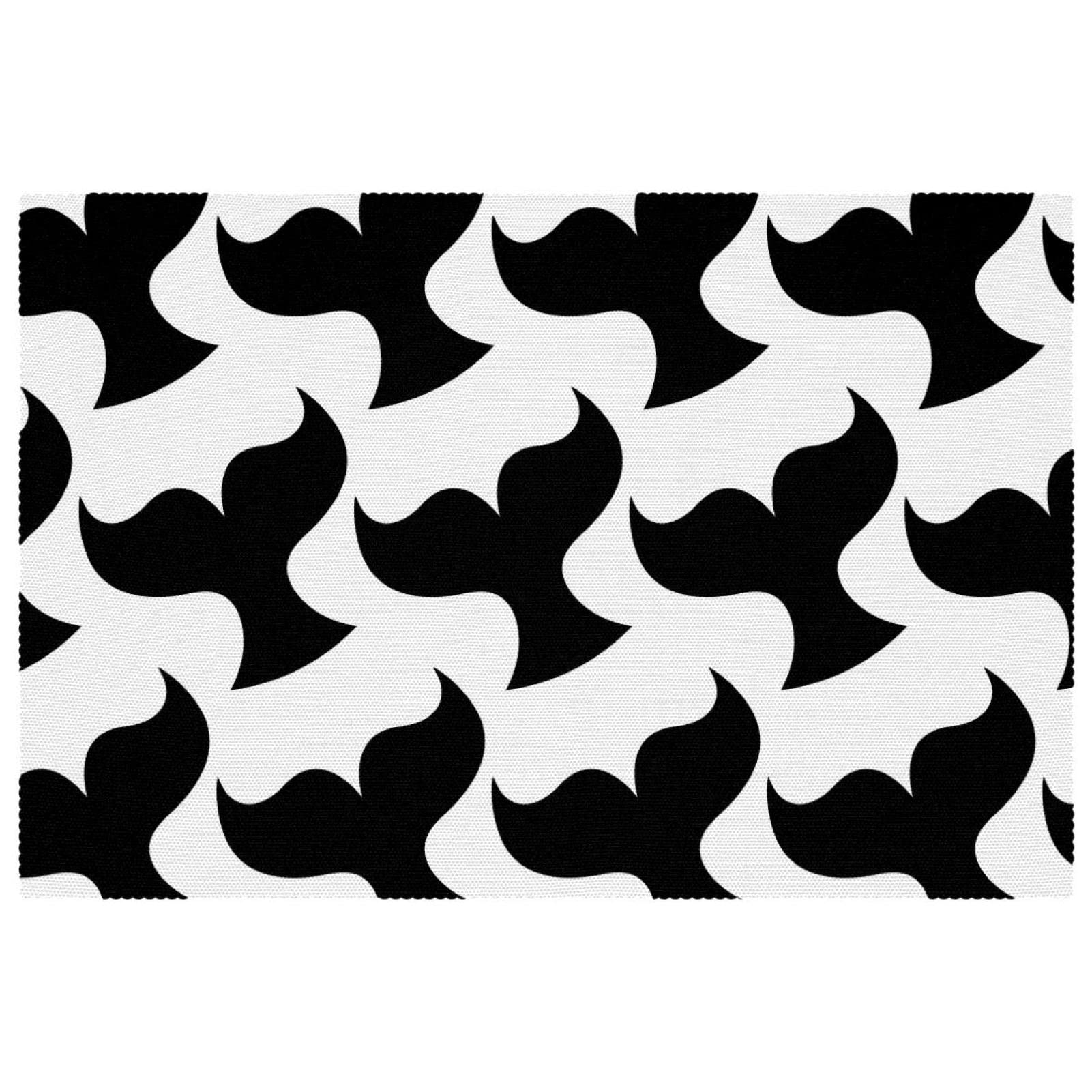 Set de table sirène Oxford résistant chaleur noir et blanc 4x