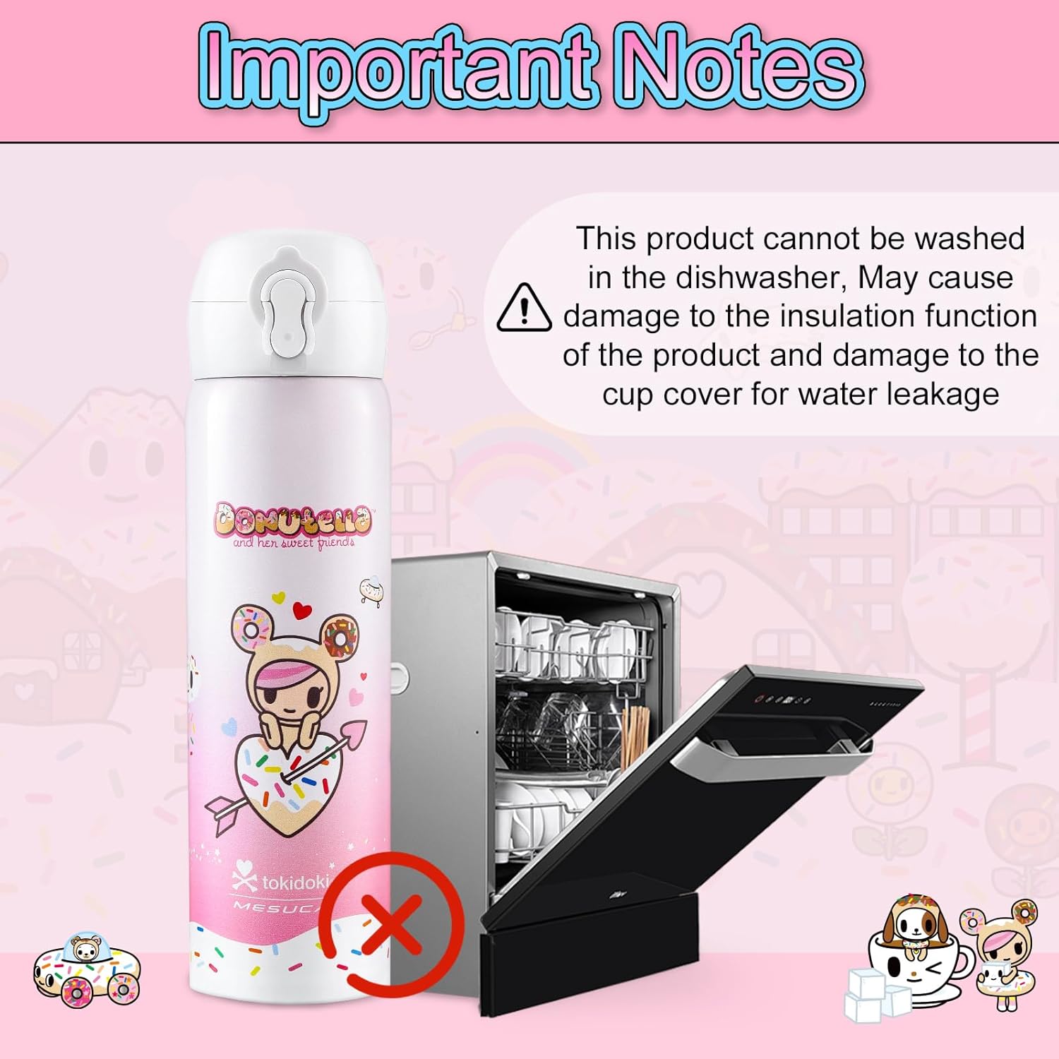 Tokidoki Unicorno insulated water bottle Stainless Steel Water Bottle 16oz Vacuum Sealed Thermal Cup with Leak Proof Flip Lid, Double Wall Tumbler for Hot & Cold Drinks, Unicorno Design - Image 8