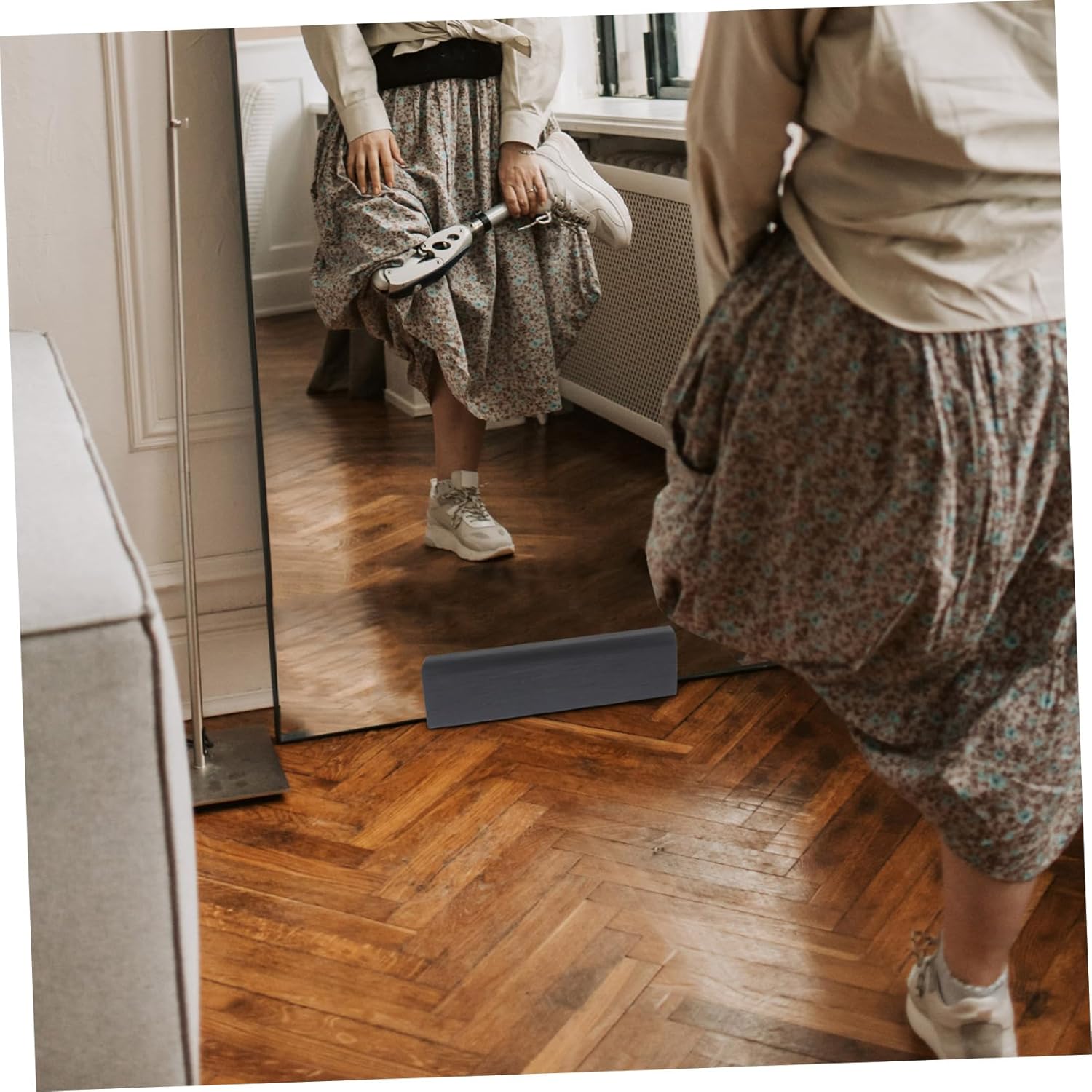 Cabilock Floor Mirror Base Mirror Display Stands Art Display Support Full Body Mirror Stand Full Length Mirror Stand Kickstand Mirrors Full Length Mirror Bracket Fixed Mirror Non-slip Wood, Dark Grey