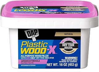 DAP Plastic Wood-X DryDex Wood Filler, Natural 16oz - Stainable, Sandable, Paintable for Nail Holes, Gouges & Cracks