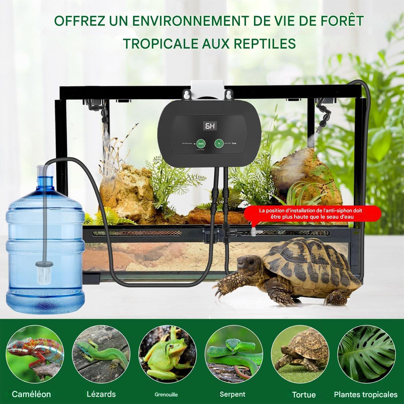 Umidificatore Rettili Nebulizzatore Umidificatore Portatile per Terrario | Nebulizzatore Automatico per Terrario con Timer Per Terrari, Paguri, Camaleonti, Lucertole, , Rane, Anfibi e Habitat
