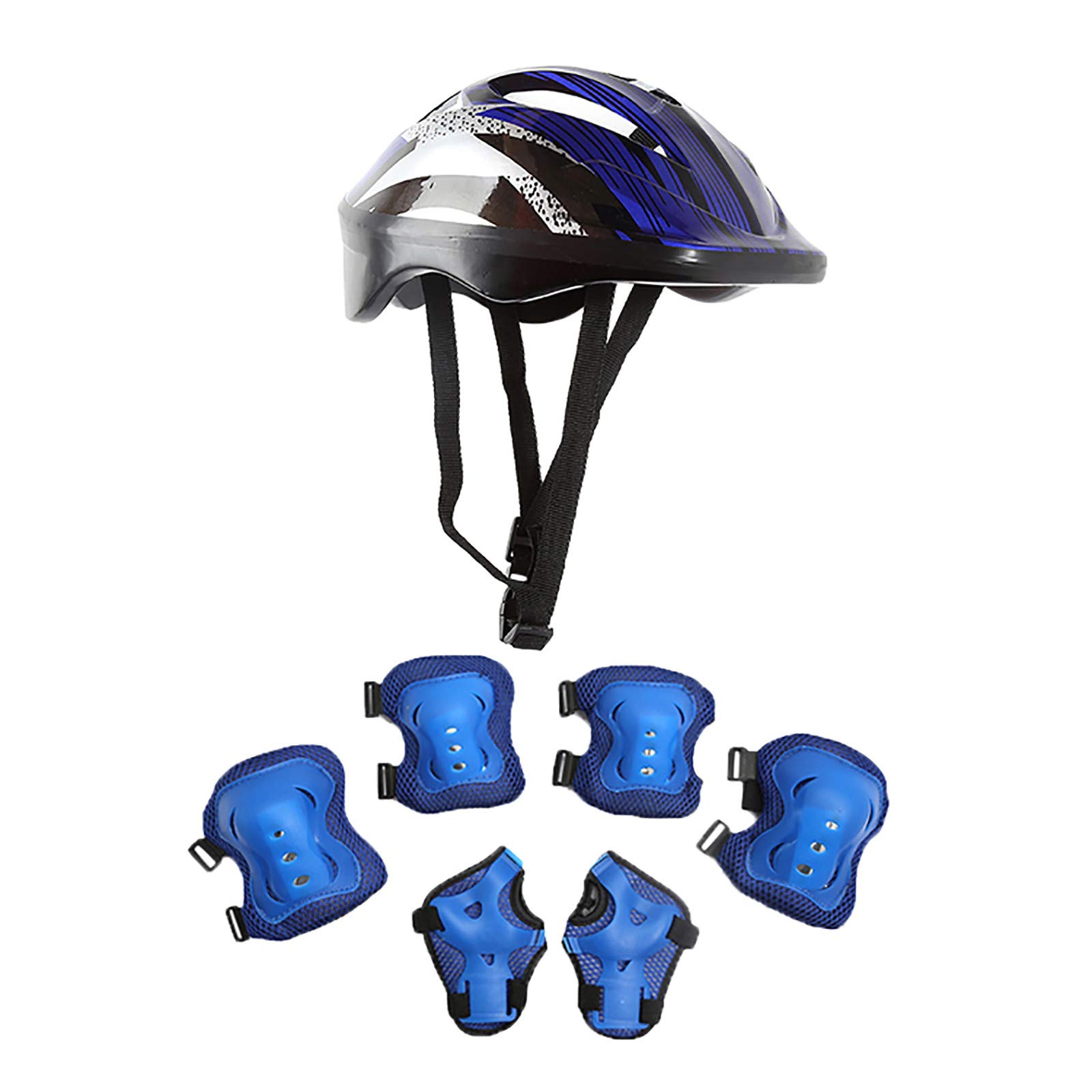 Kids Bike Helmet Knee Pads Set - Adjustable Toddler Helmet with Elbow Wrist Guards Safety Gear for 3-8 Years Old Boys Girls Cycling Skateboard Roller Skating Scooter Blue