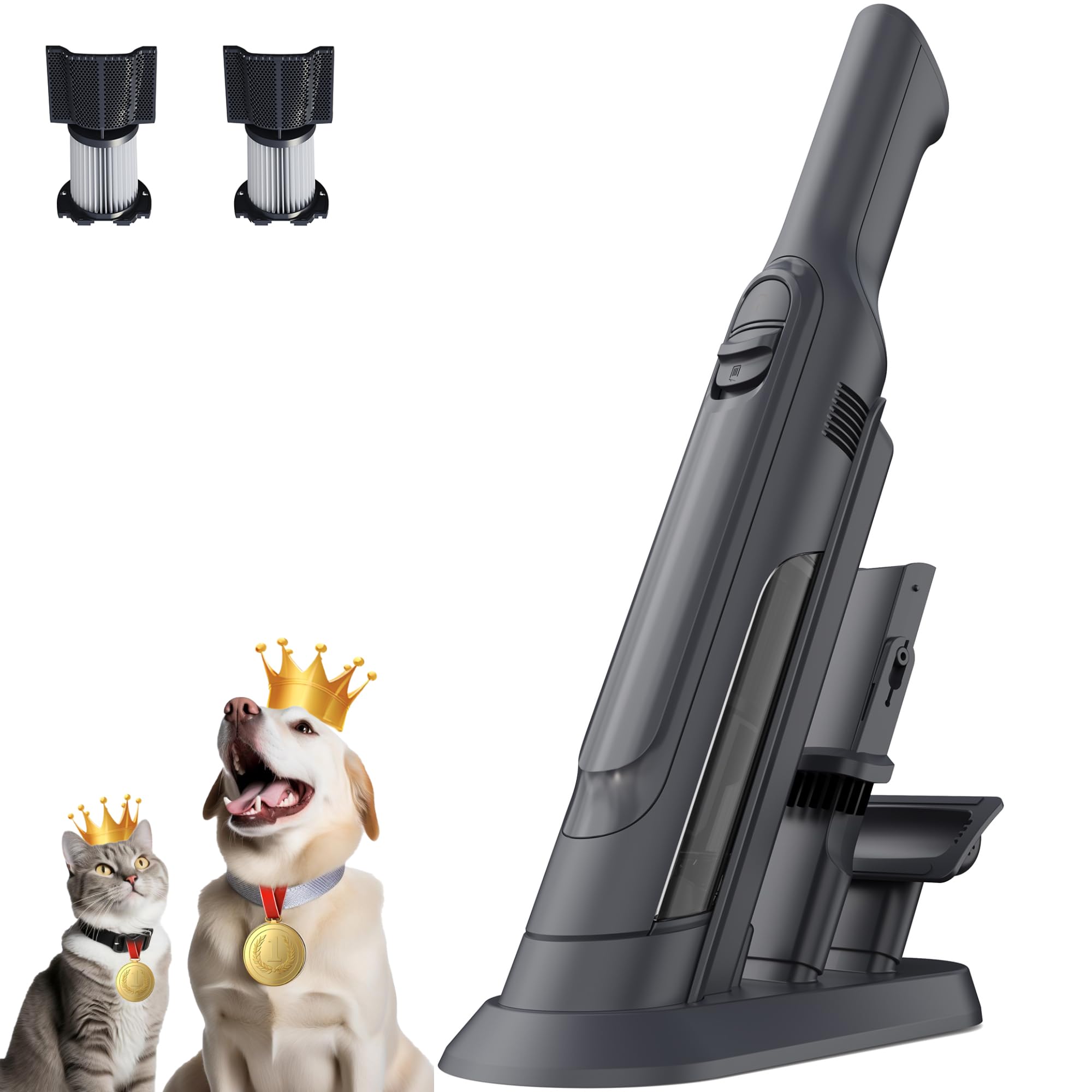 KANPETS Handheld Vacuum Cordless, Super Lightweight 1.4lb with Powerful Suction, Charging Dock, Single Touch Empty and Detachable Dust Cup, Portable Mini Car Vac for Home Pet Car - 2024 Upgrade