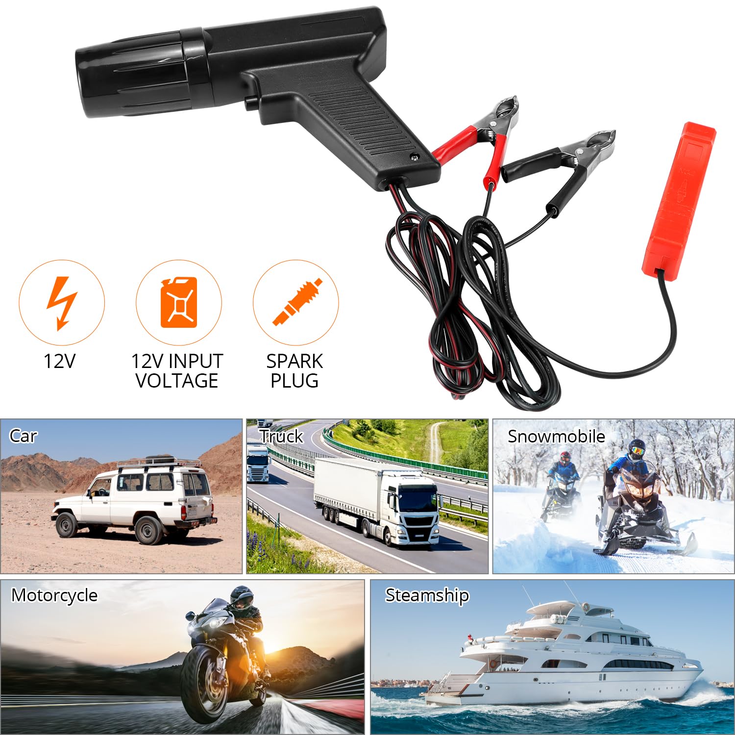 QWORK Lampa stroboskopowa do zapalania pistoletu 12V zapłon pistolet rozrządu pistolet do samochodu parowca motocykl