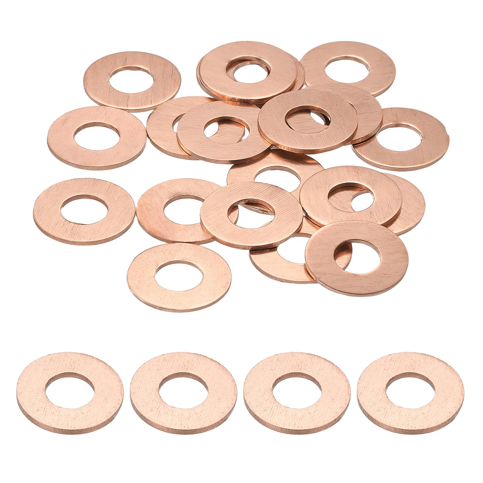 PATIKIL M4 Copper Flat Washers, (8mm OD 1mm Thick) (42 Pcs), Sealing Ring Automotive Drain Plug Gaskets Flat Oil Crush Washer Spacers, Suit for - Fasten Screws/Faucets โ image 1