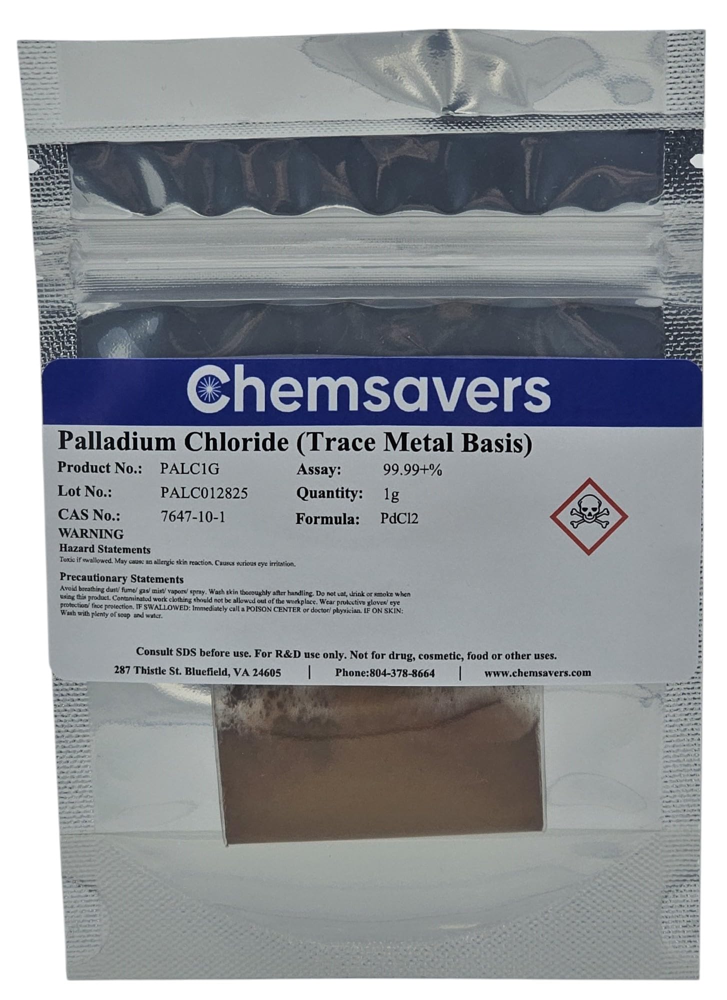 Palladium Chloride, 99.99+% (Trace Metals Basis), 1g